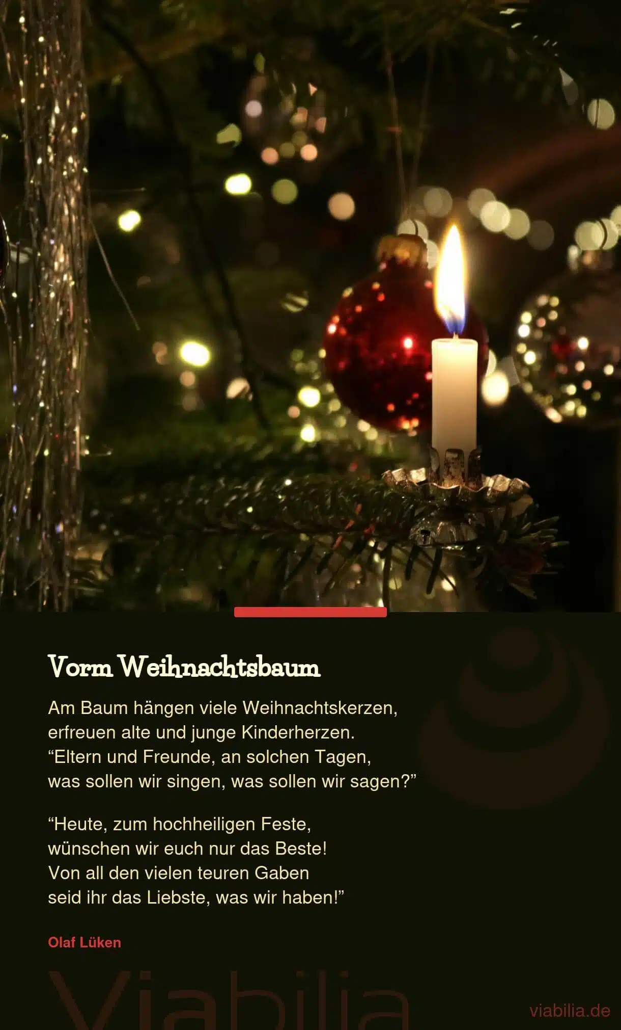 Adventsgedichte, hier Gedicht: vorm Weihnachtsbaum