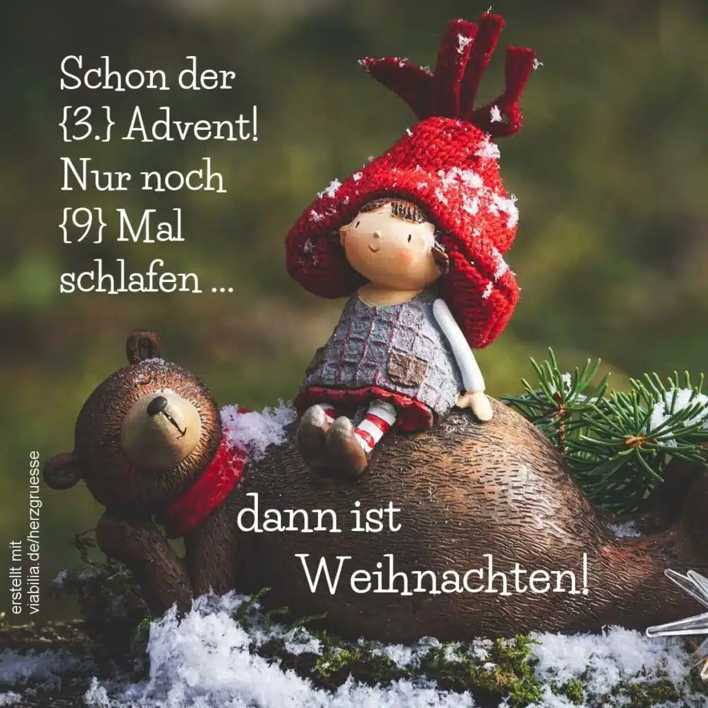 Bär und Mädchen grüßen Kinder zum Advent