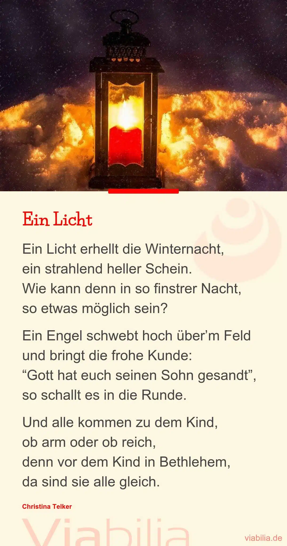 Besinnliches Weihnachtsgedicht: Licht erhellt Welt