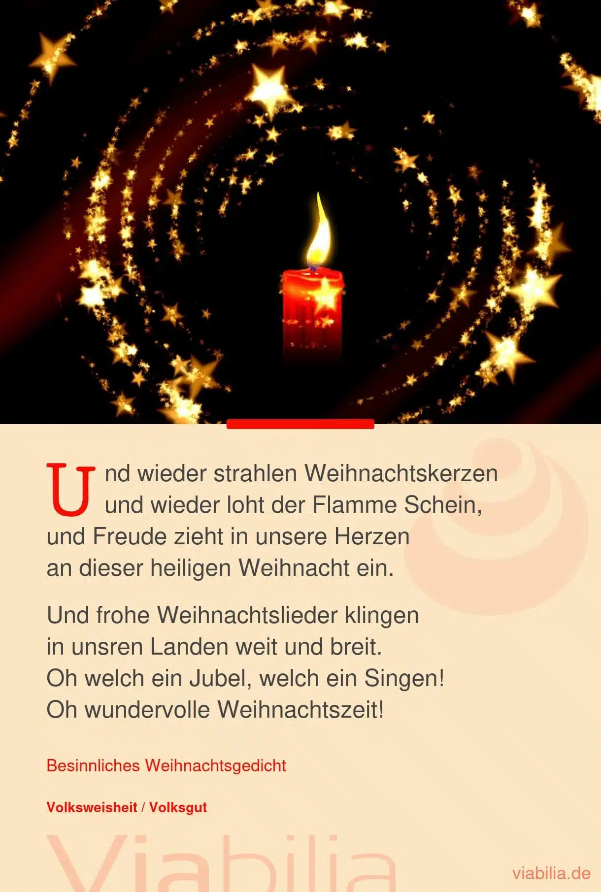 Besinnliches Weihnachtsgedicht mit Weihnachtskerzen