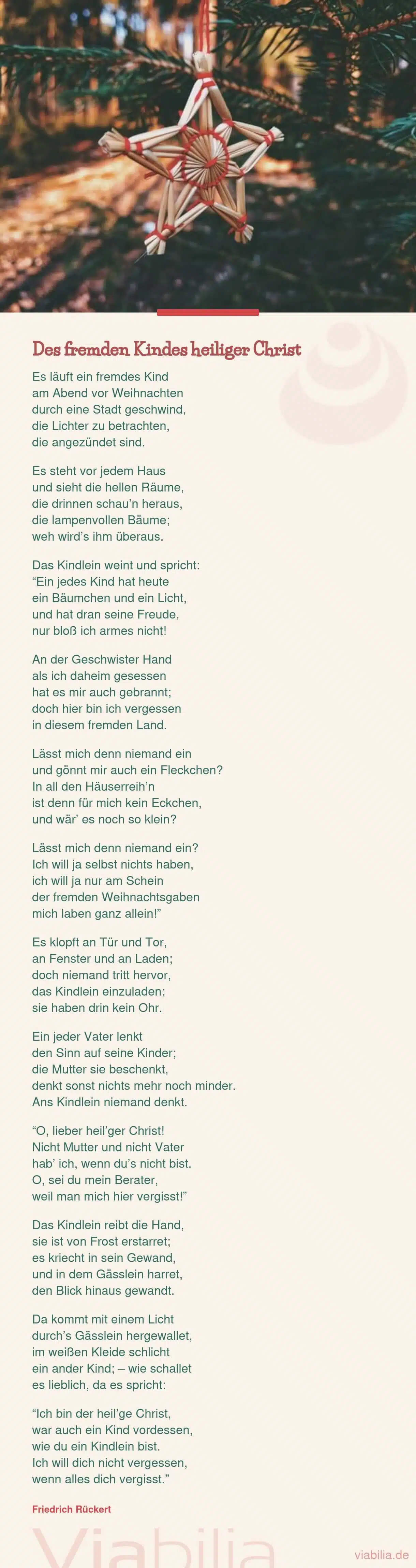 Bewegendes, klassisches Weihnachtsgedicht über ein Kind