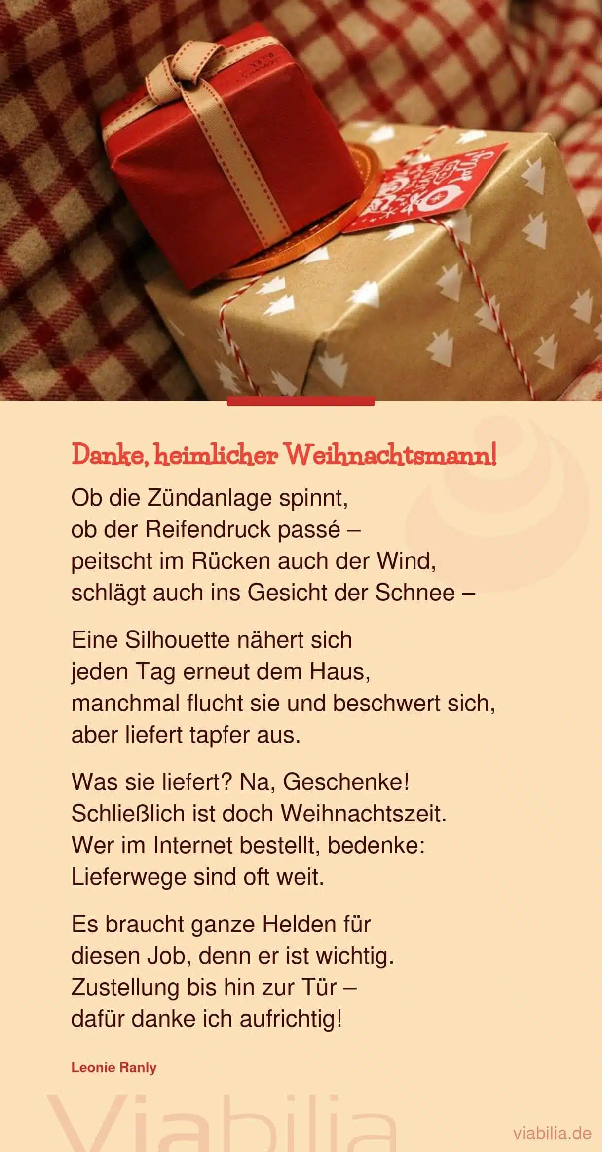 Danke Postbote, heimlicher Weihnachtsmann