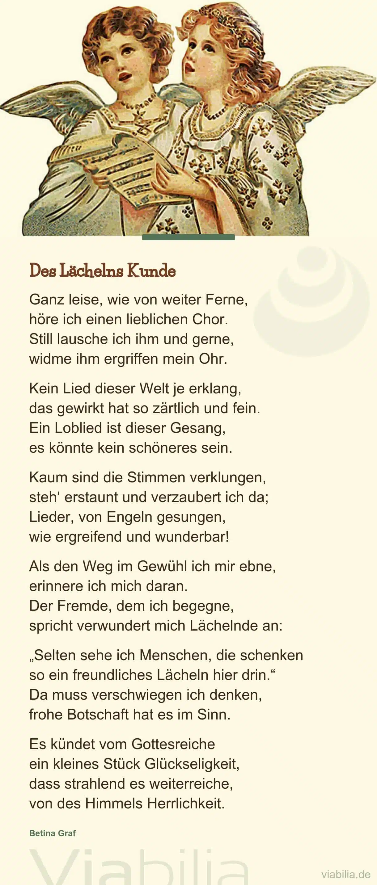 Engelgedicht: Des Lächelns Kunde