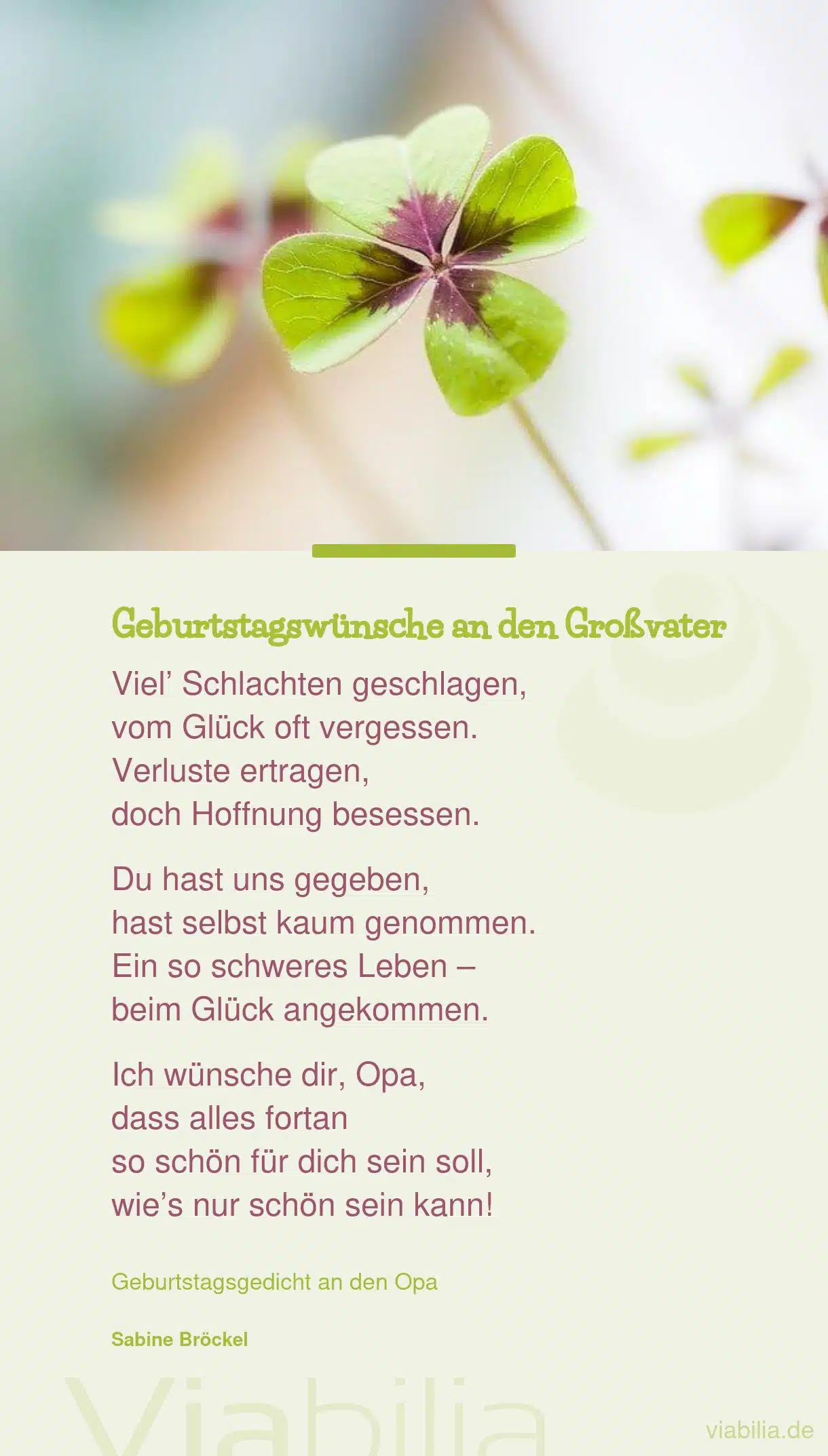 Geburtstagsgedicht an den Großvater