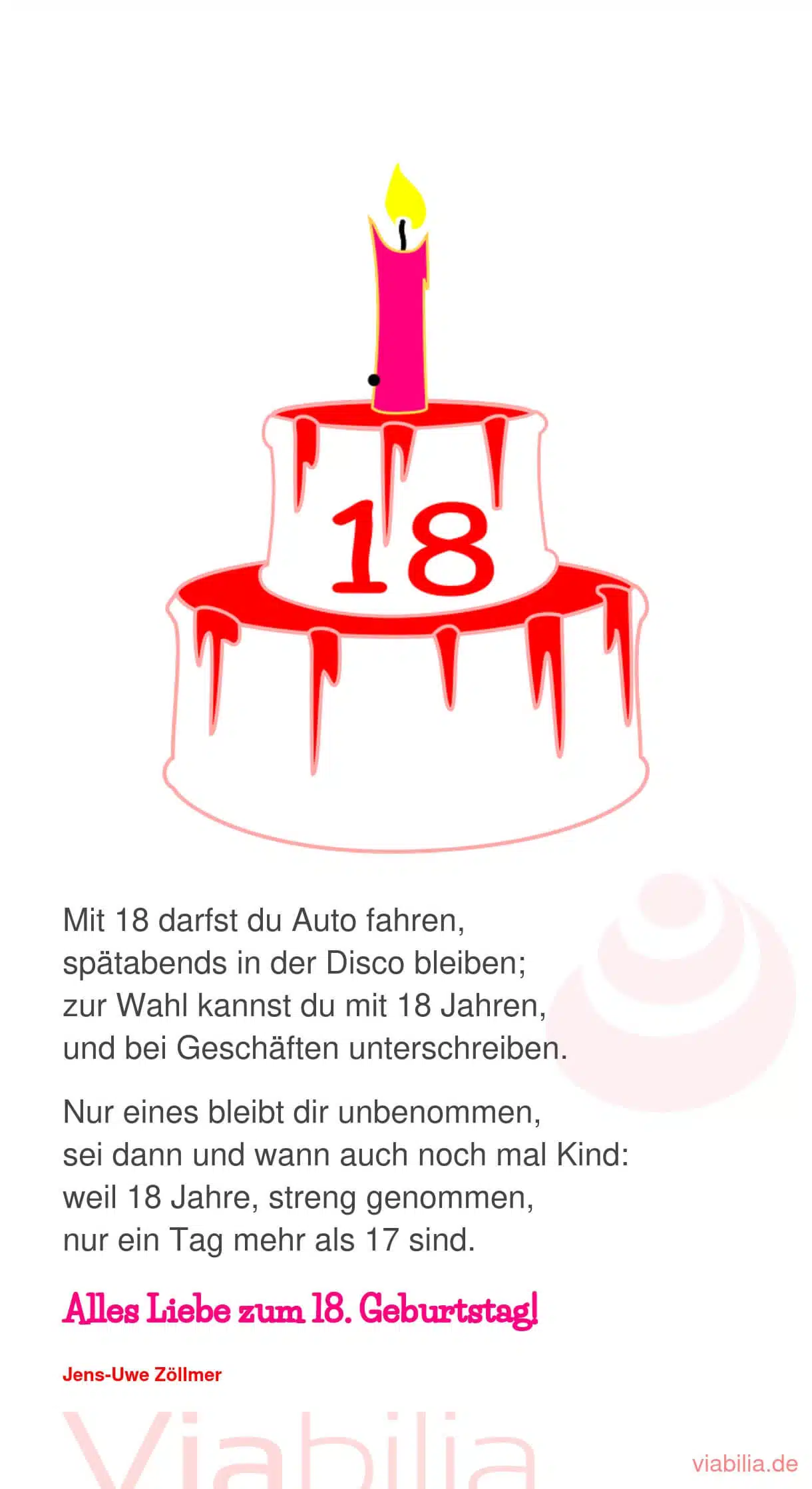 Geburtstagsgedicht zum 18. Geburtstag