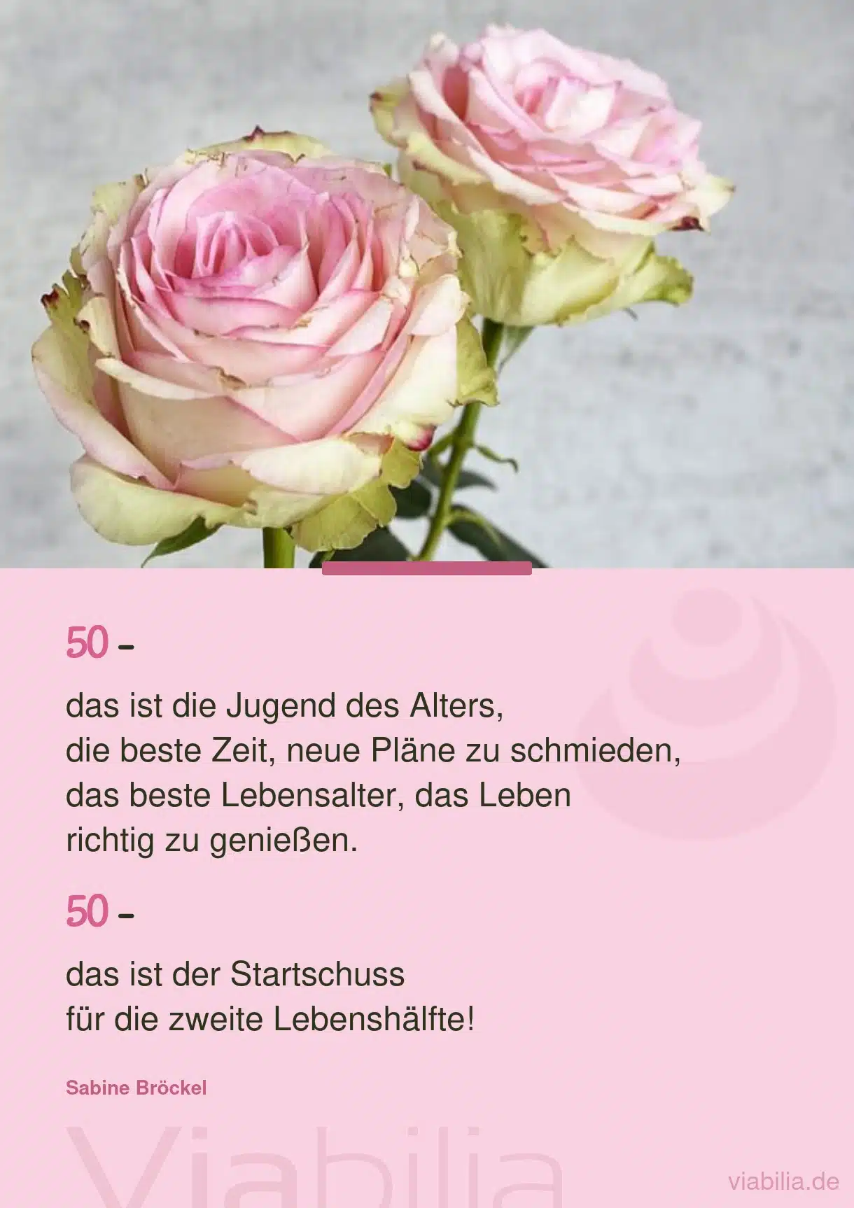 Geburtstagsspruch zum 50. Geburtstag mit Rosen im Bild