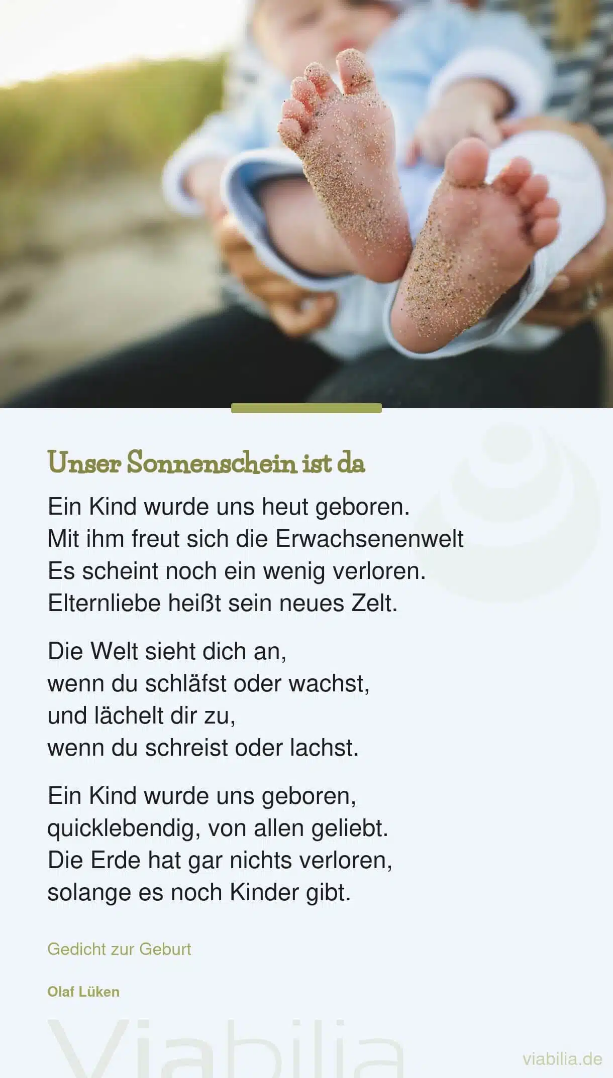 Glückwunsch zur Geburt mit Gedicht