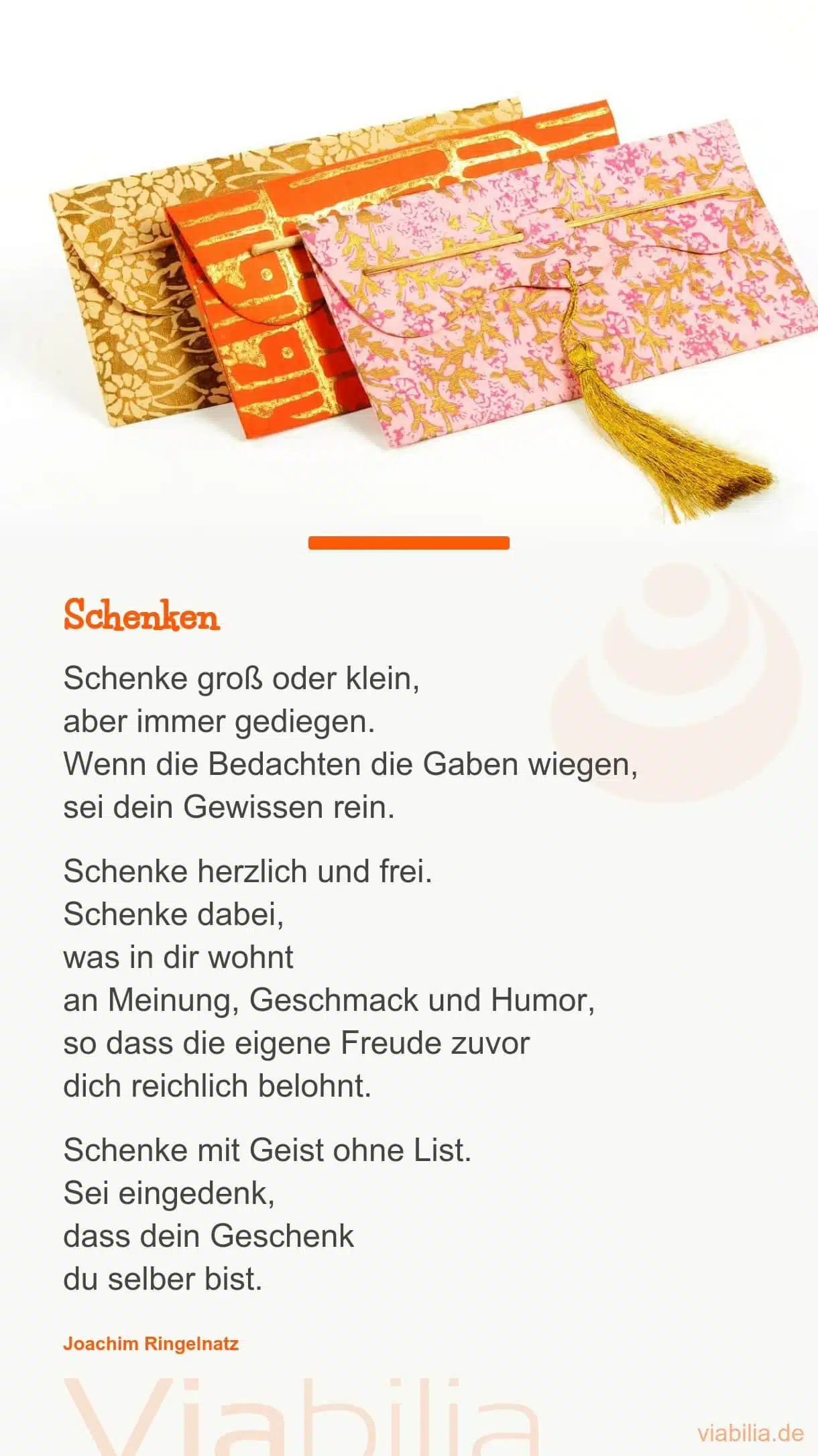 Klassisches Gedicht über das Schenken