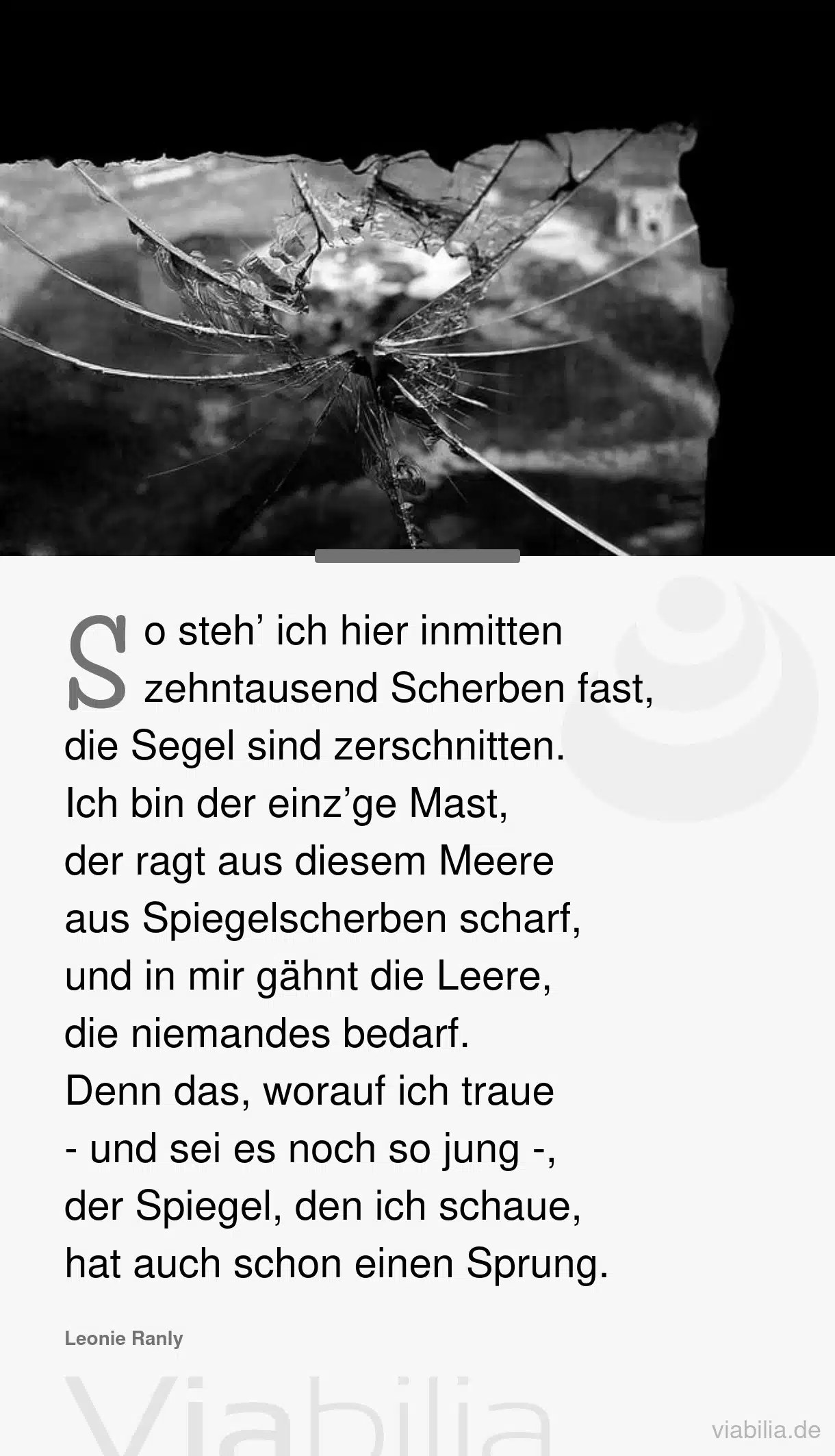 Modernes Gedicht über Spiegelscherben