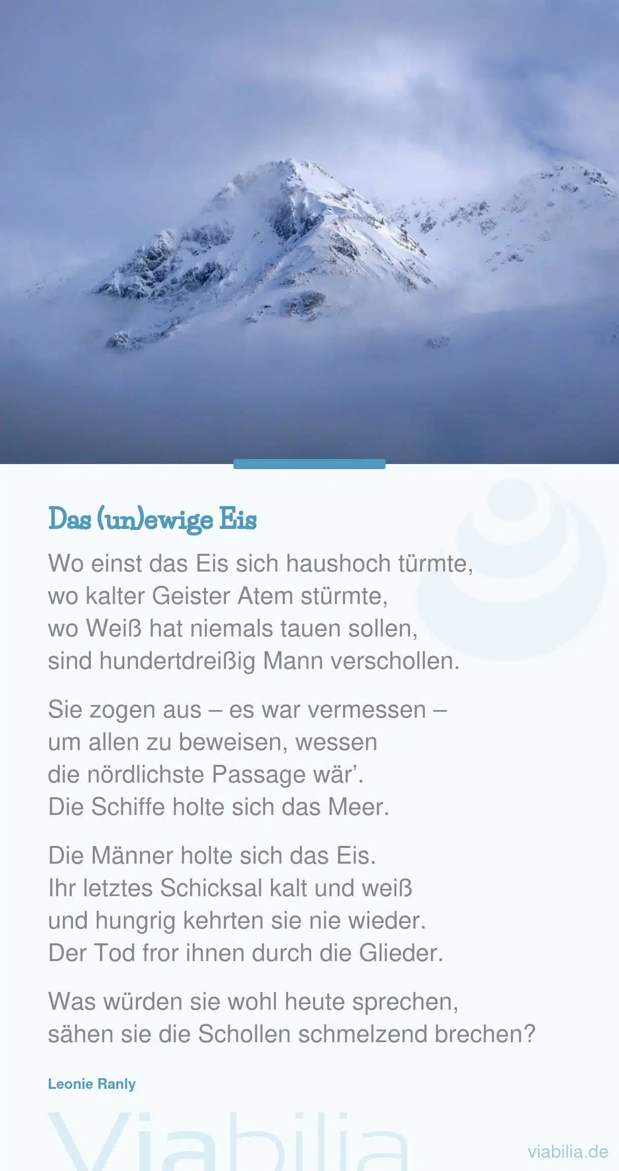 Spruch zum Nachdenken: das (un)ewige Eis