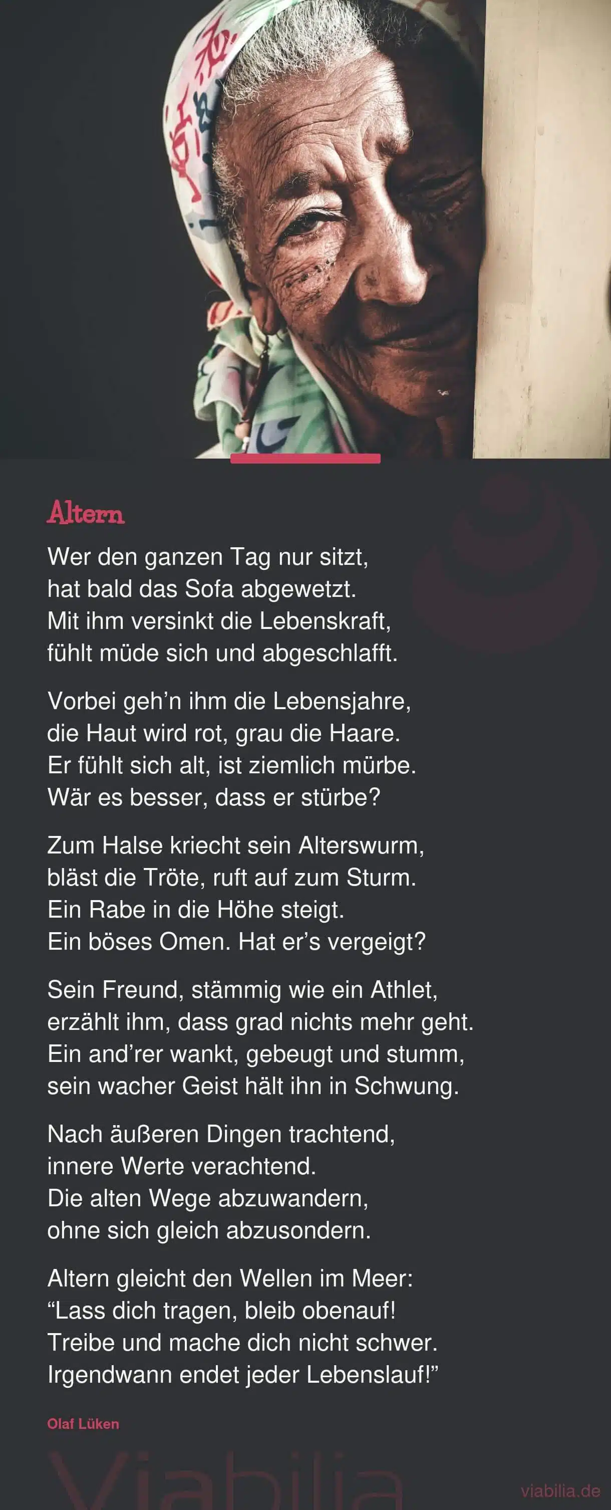 Gedicht von Olaf Lüken über das Altern