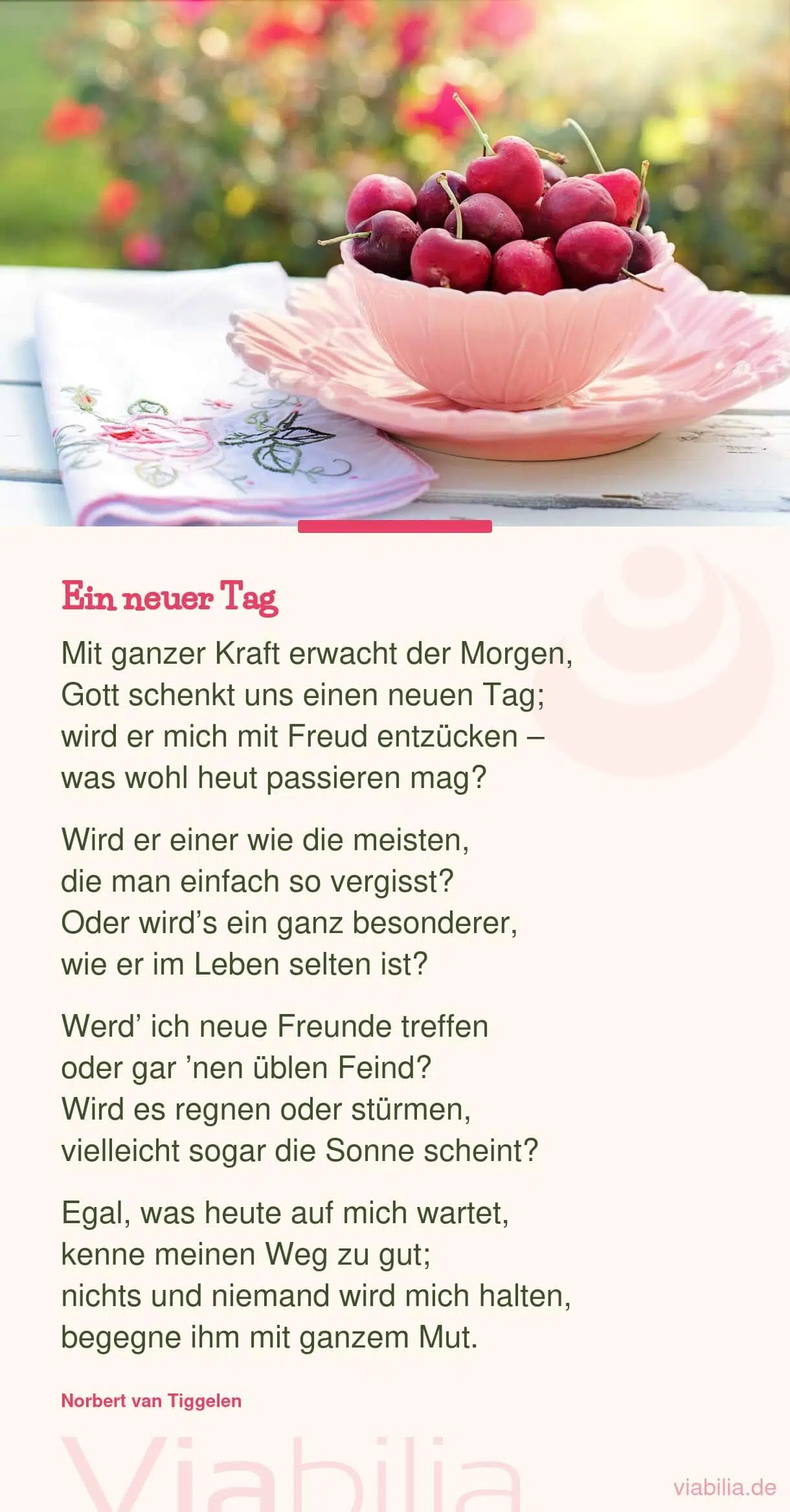 Gedicht von Norbert van Tiggelen zum Tagesstart: Ein neuer Tag