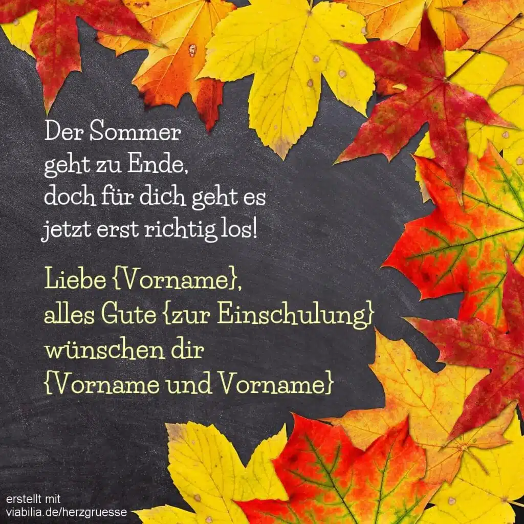 Herbstspruch zur Einschulung mit guten Wünschen