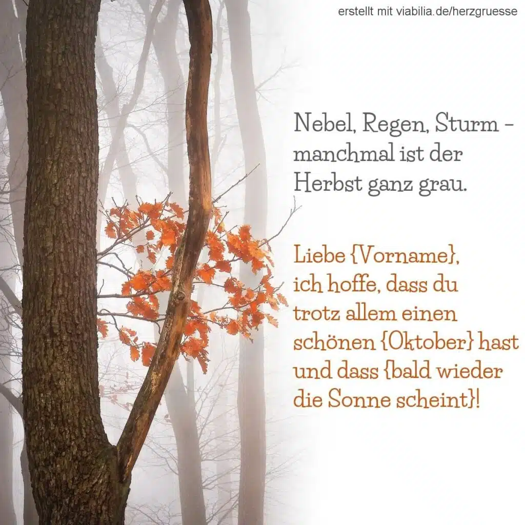 Herbstspruch mit Wunsch für einen schönen Oktober