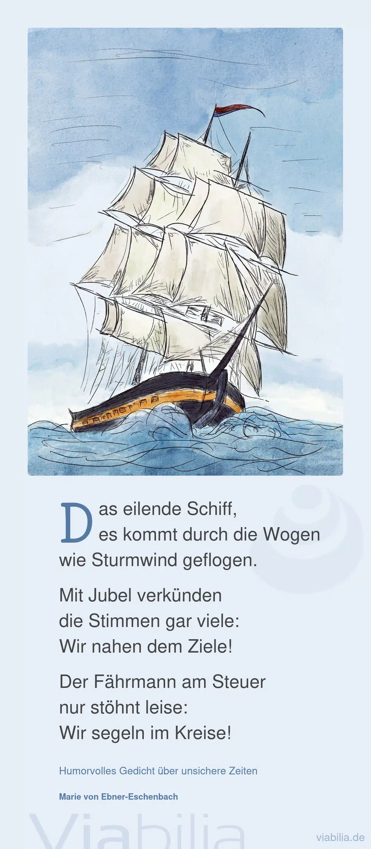 Humorvoller Spruch: das eilende Schiff