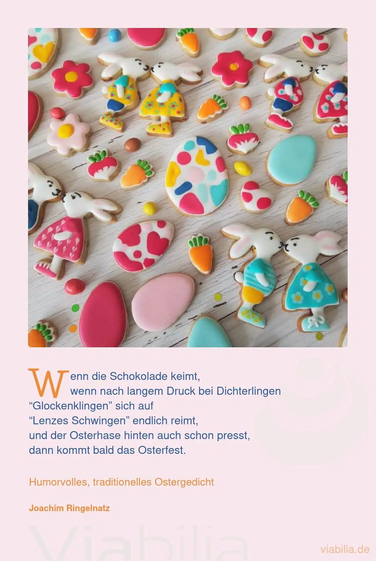 Humorvolles Gedicht mit buntem Osterbild