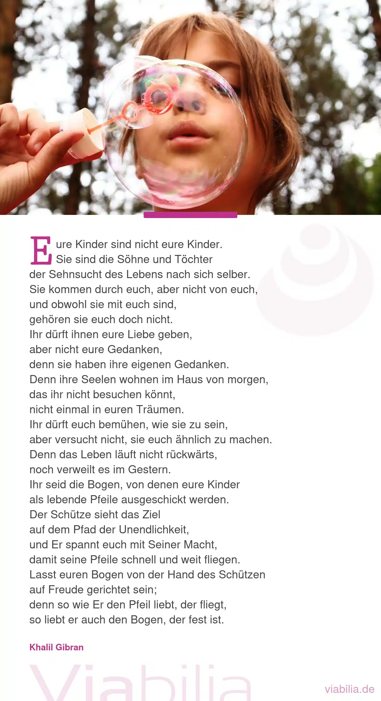 Khalil Gibran: eure Kinder sind nicht eure Kinder