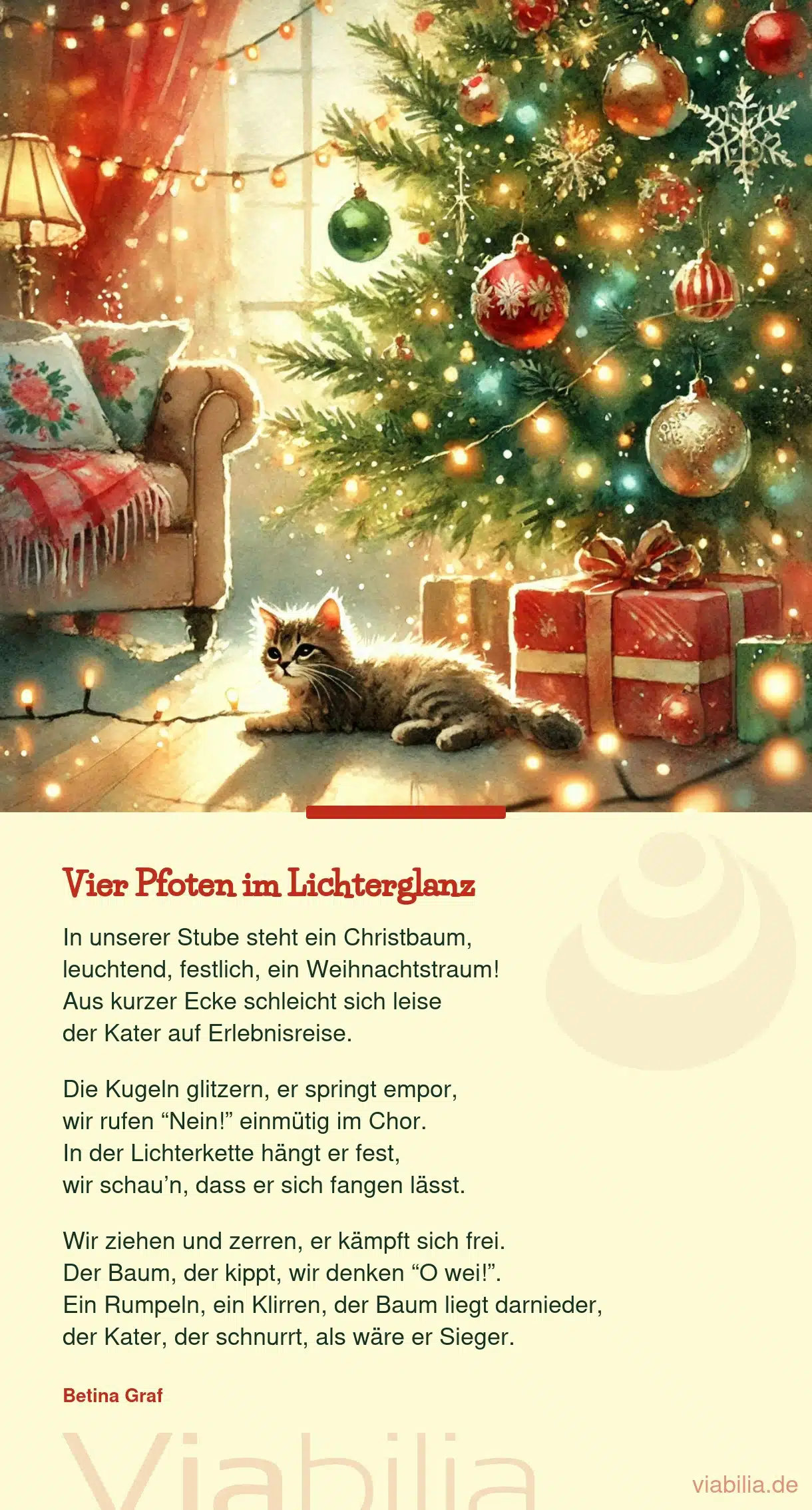 Lustiges Weihnachtsgedicht für Katzenliebhaber*innen