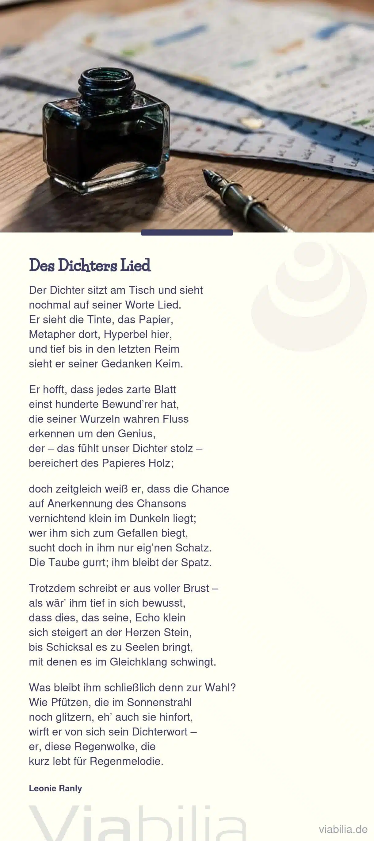 Modernes Gedicht: des Dichters Lied