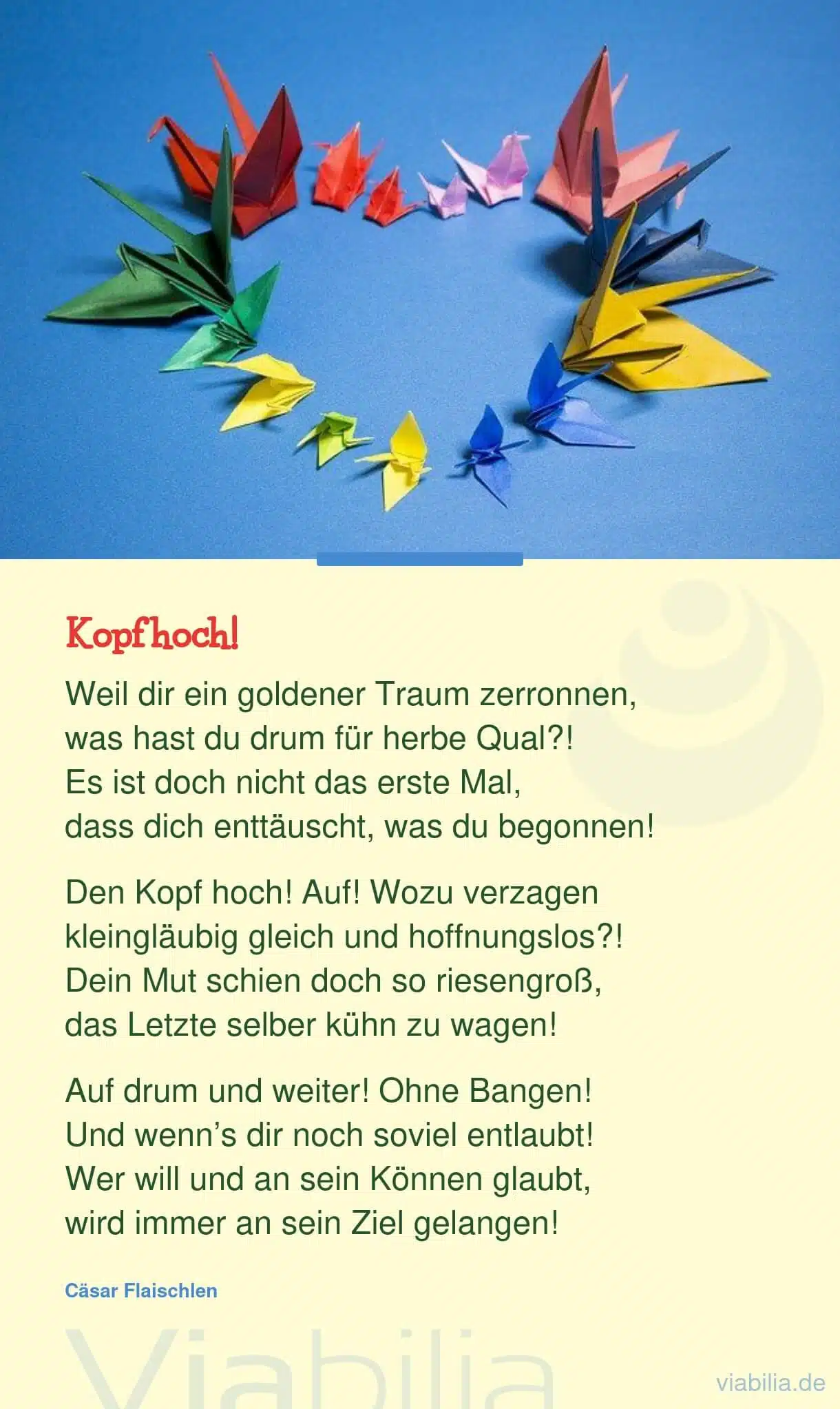 Mut-mach-Spruch: Kopf hoch!