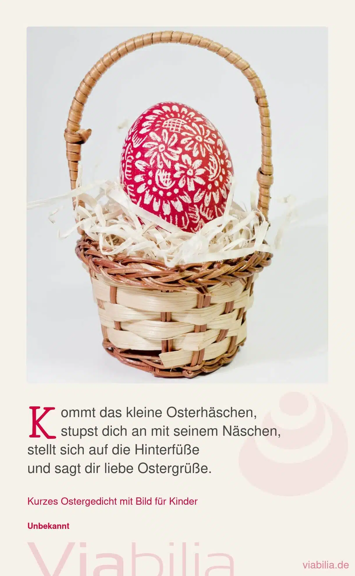 Ostergedicht für Kinder über das Osterhäschen