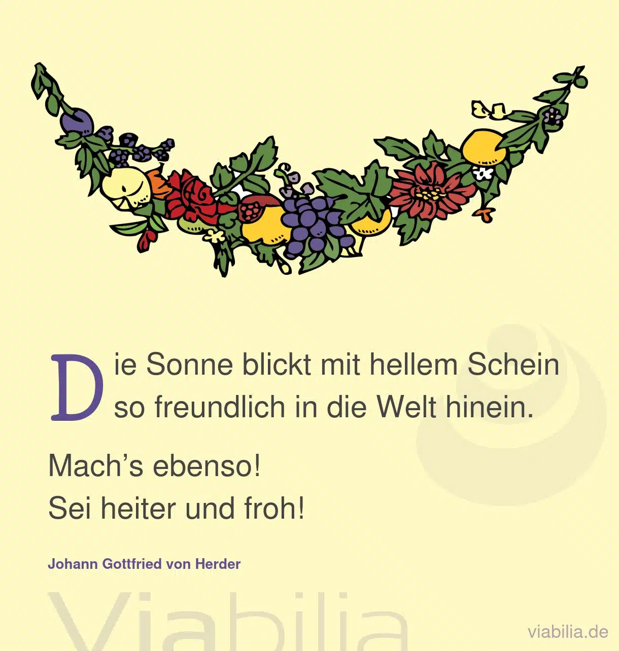 Poesiealbumspruch: die Sonne blickt freundlich in die Welt hinein