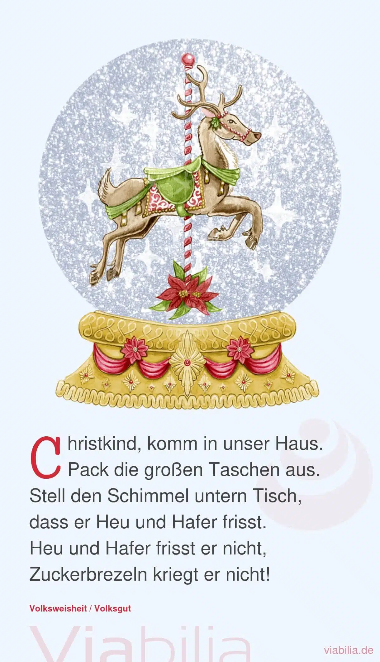 Spruch: Christkind komm in unser Haus