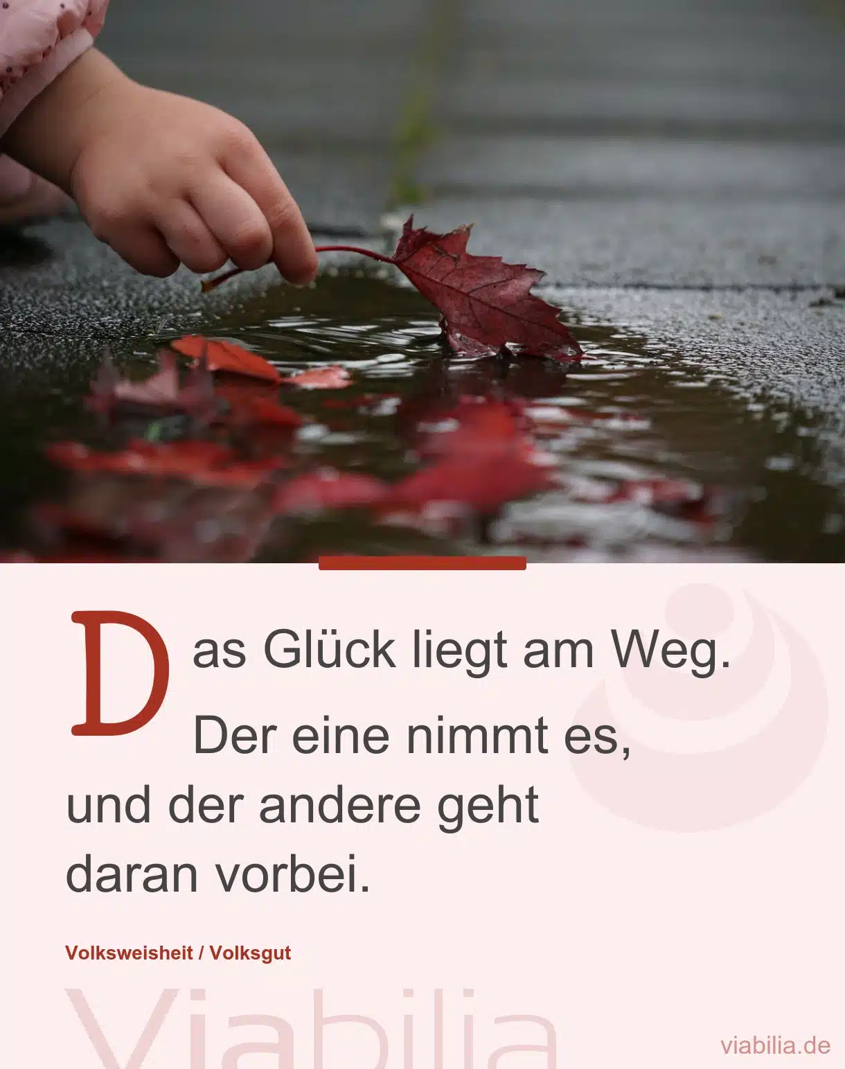 Spruch: das Glück liegt am Weg