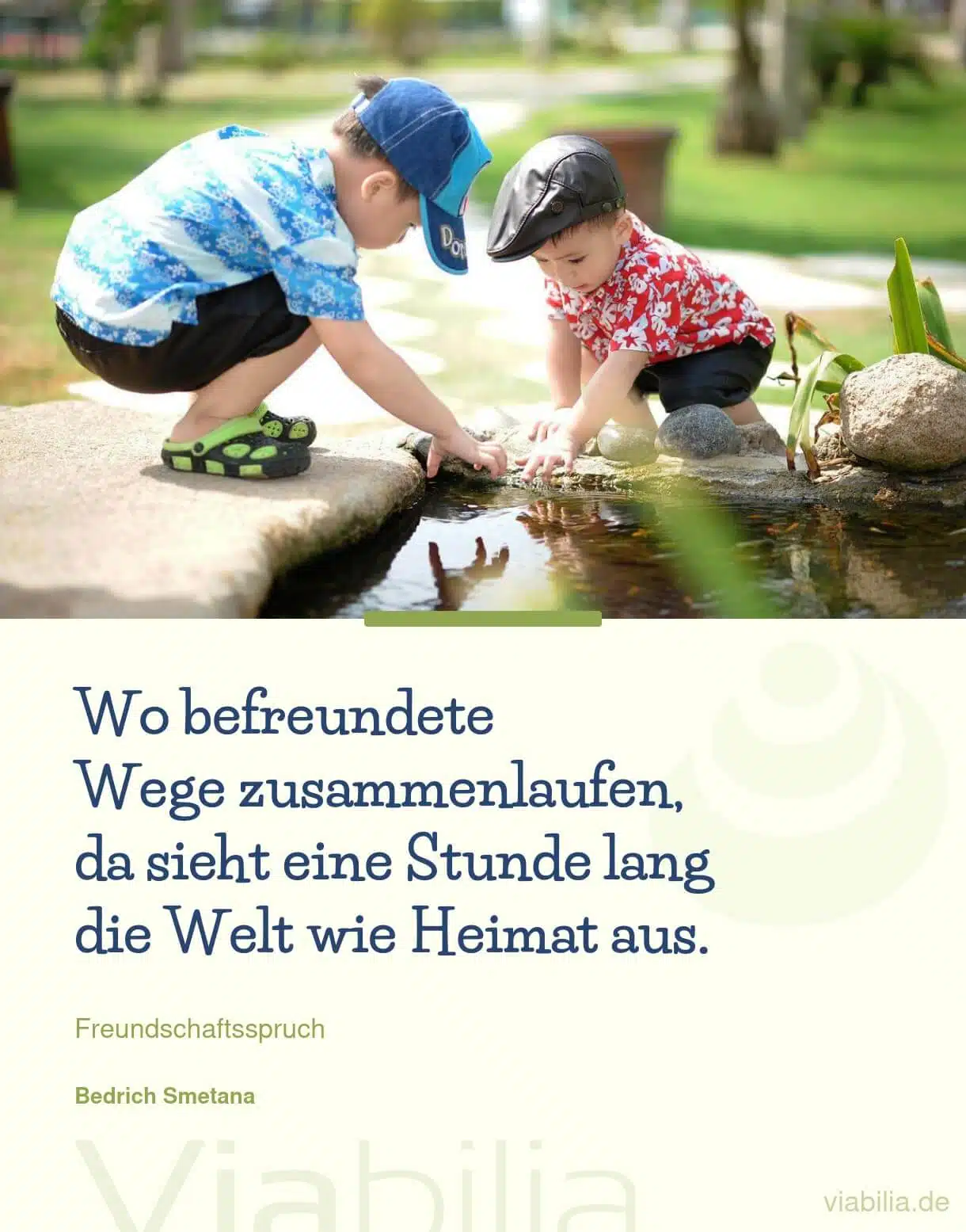 Freundschaftsspruch über Heimat, wo befreundete Wege zusammenlaufen