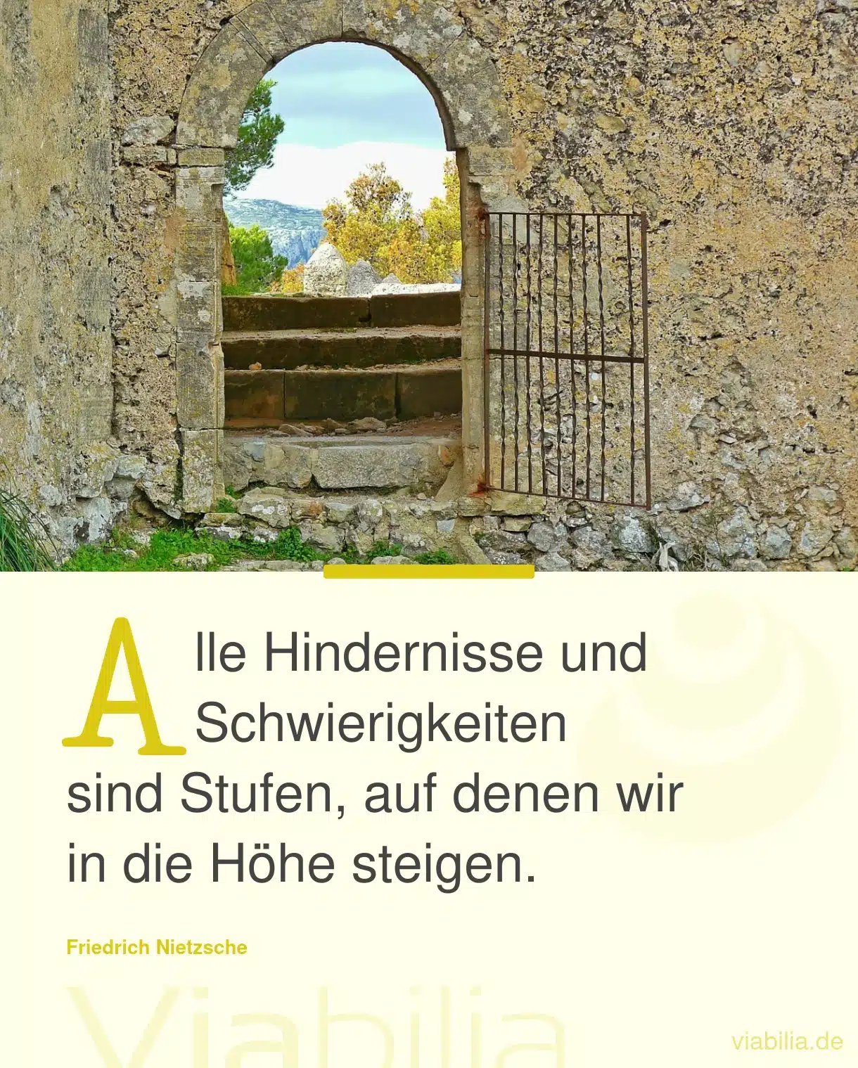 Spruch: Hindernisse sind Stufen