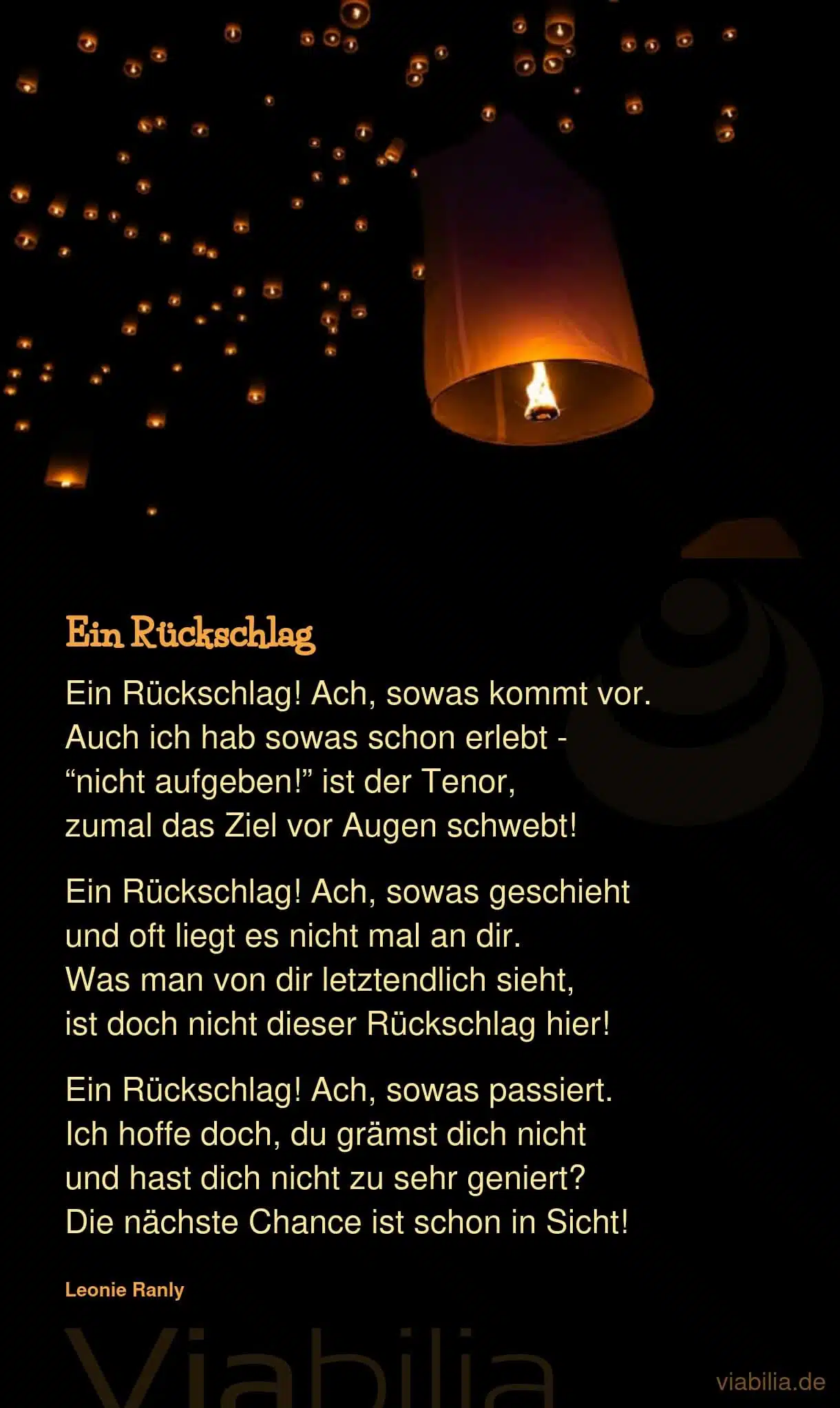 Hoffnung schenkender Spruch bzw. Gedicht bei Rückschlag