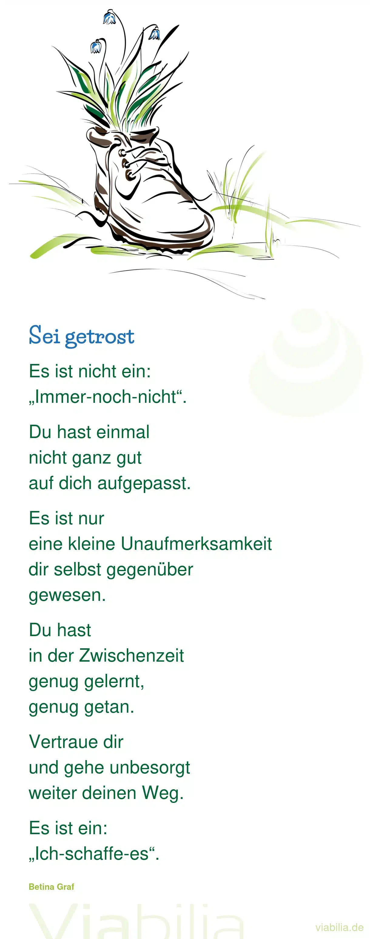 Trostreicher Spruch von Betina Graf: Sei getrost