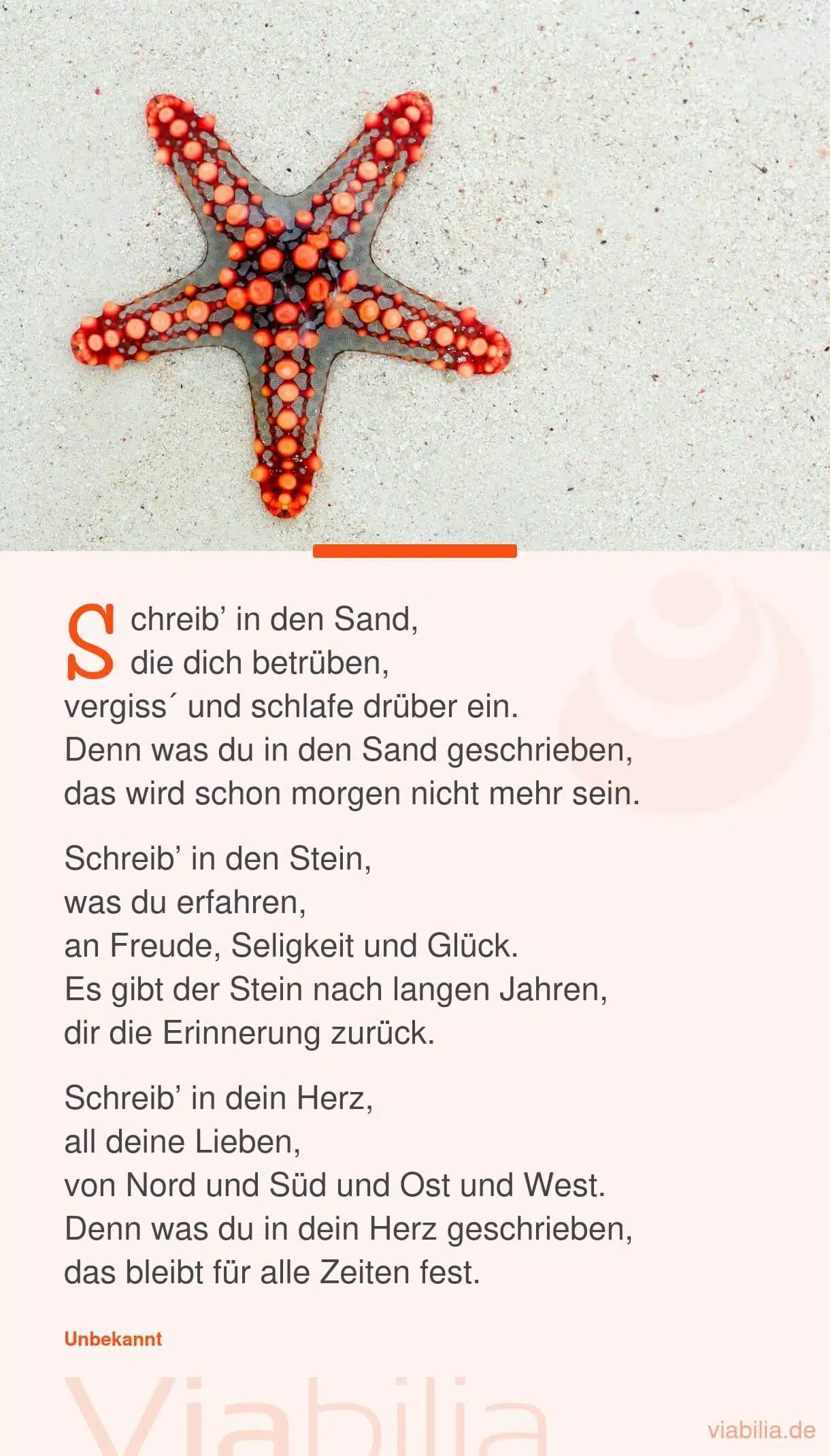 Poesiealbum-Spruch: Sorgen in den Sand schreiben