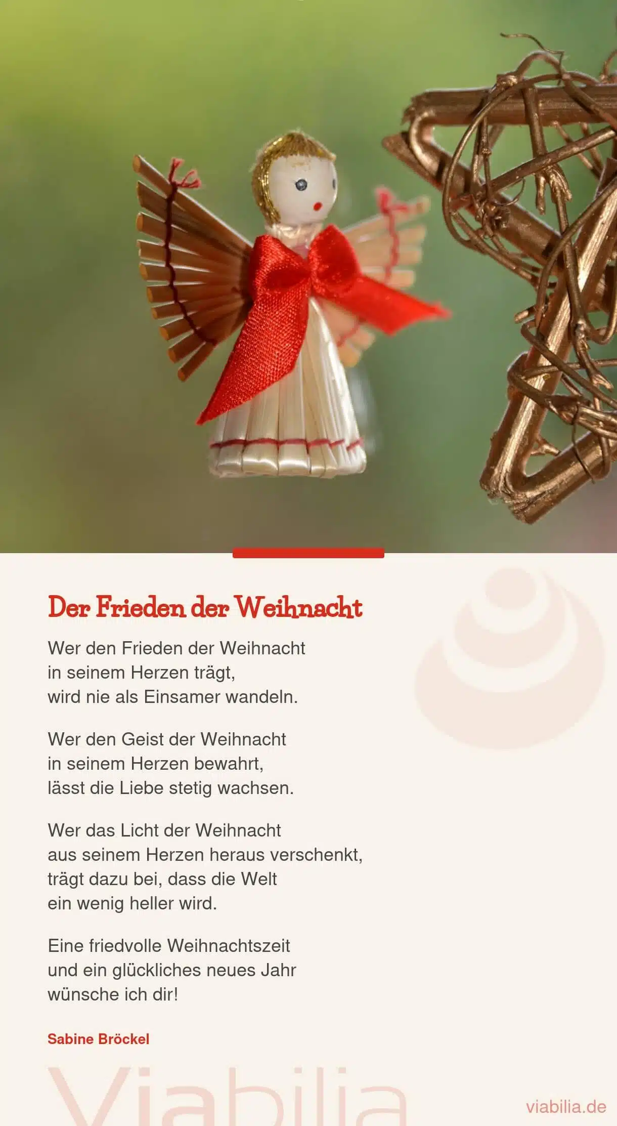 Text für Weihnachtskarte: der Frieden der Weihnacht