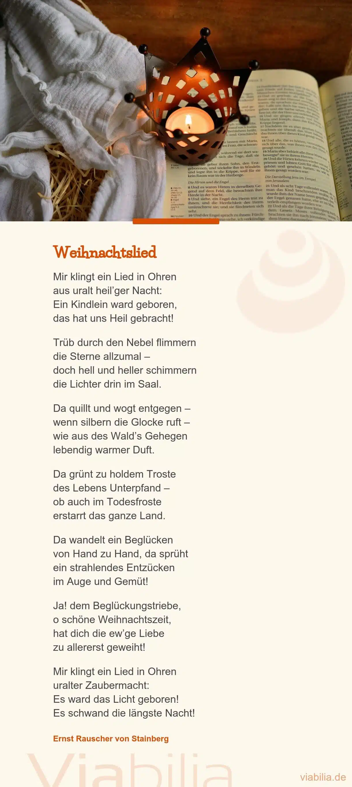 Traditionelleres Weihnachtsgedicht: Lied in Ohren