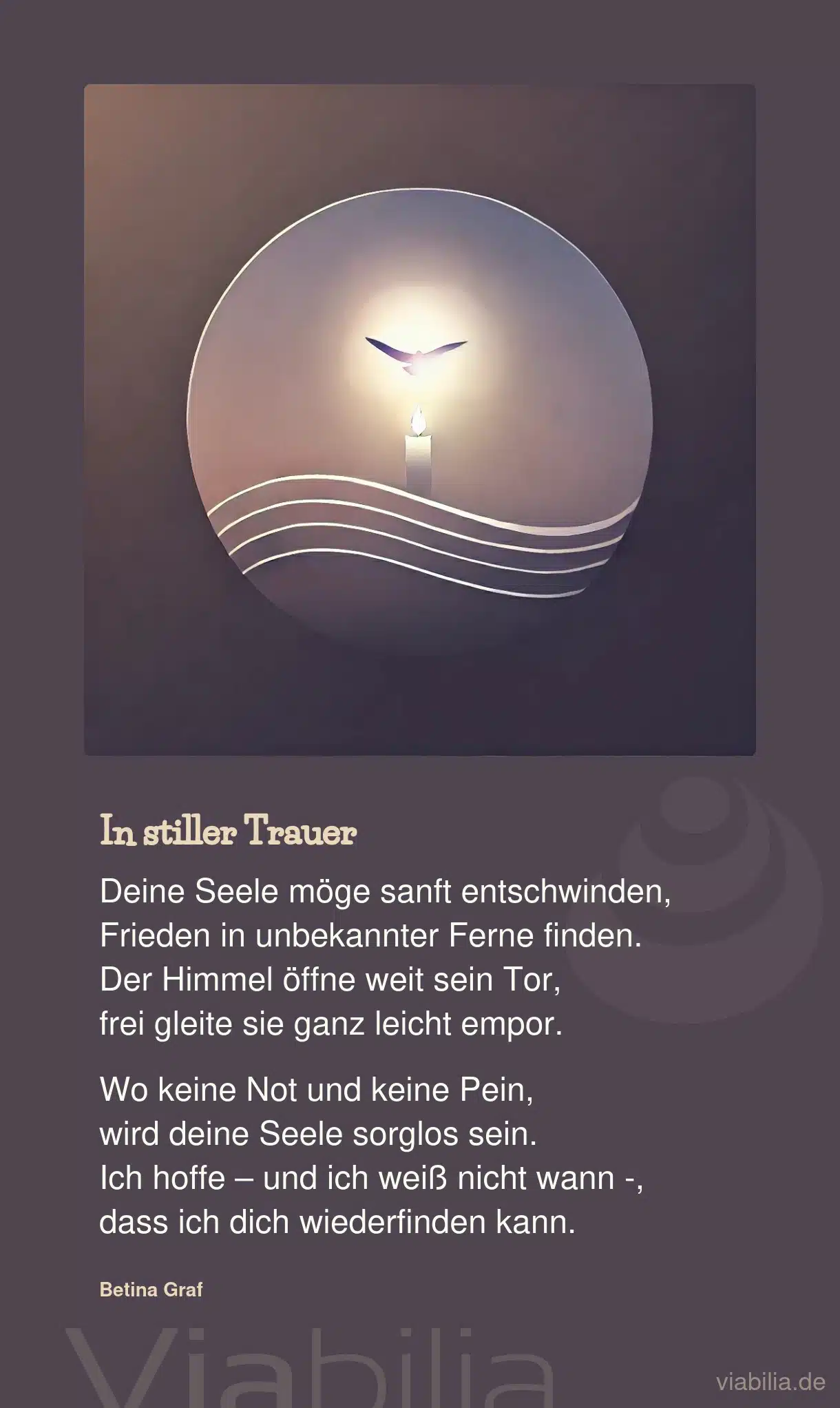 Trauergedicht: In stiller Trauer