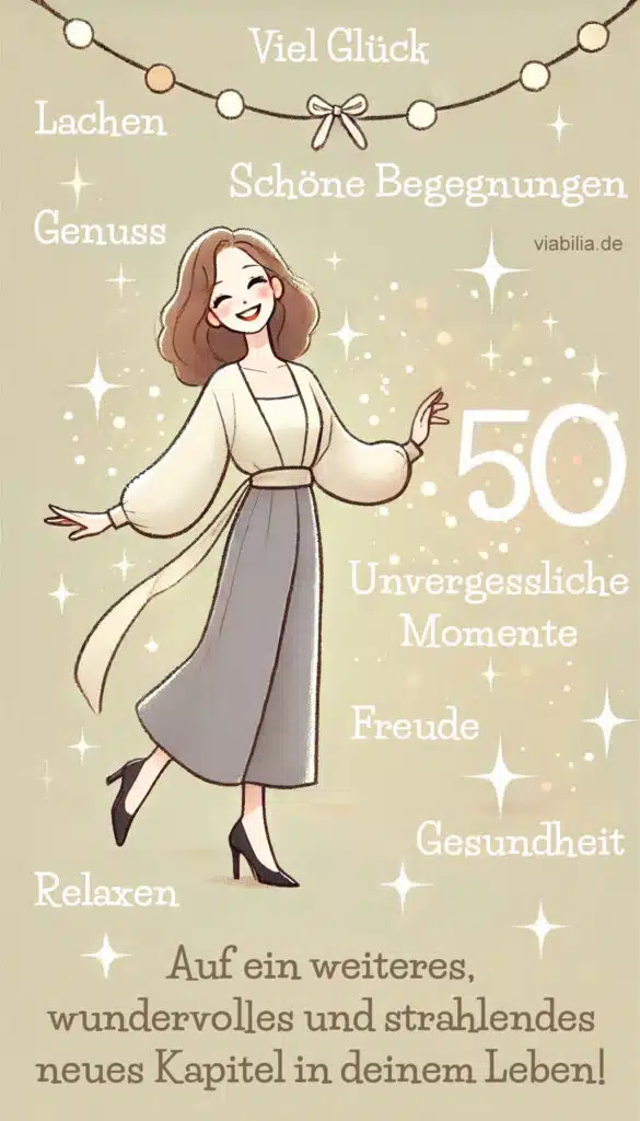 Viele gute Wünsche zum 50. Geburtstag für die Frau