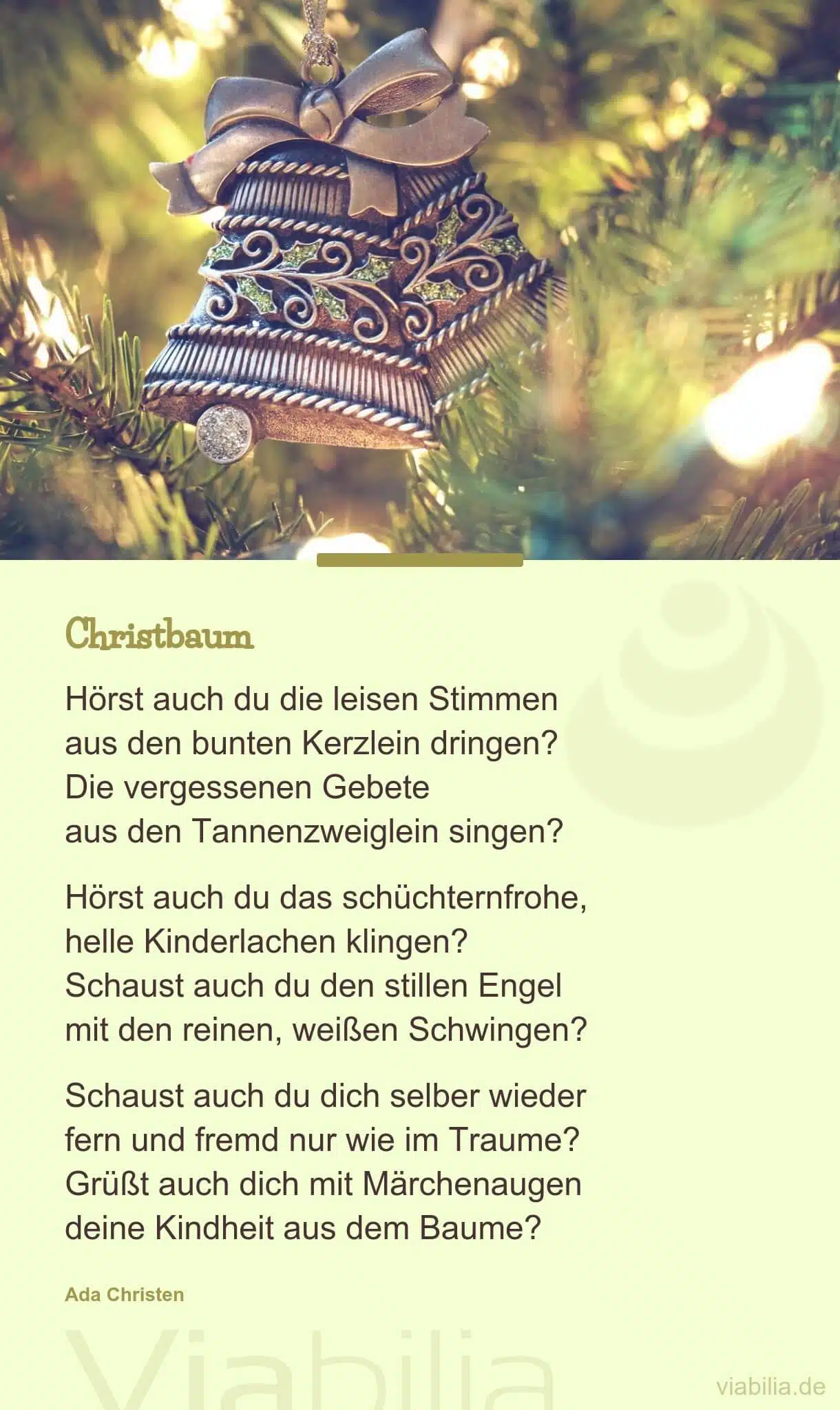 Weihnachtsgedicht über den Christbaum