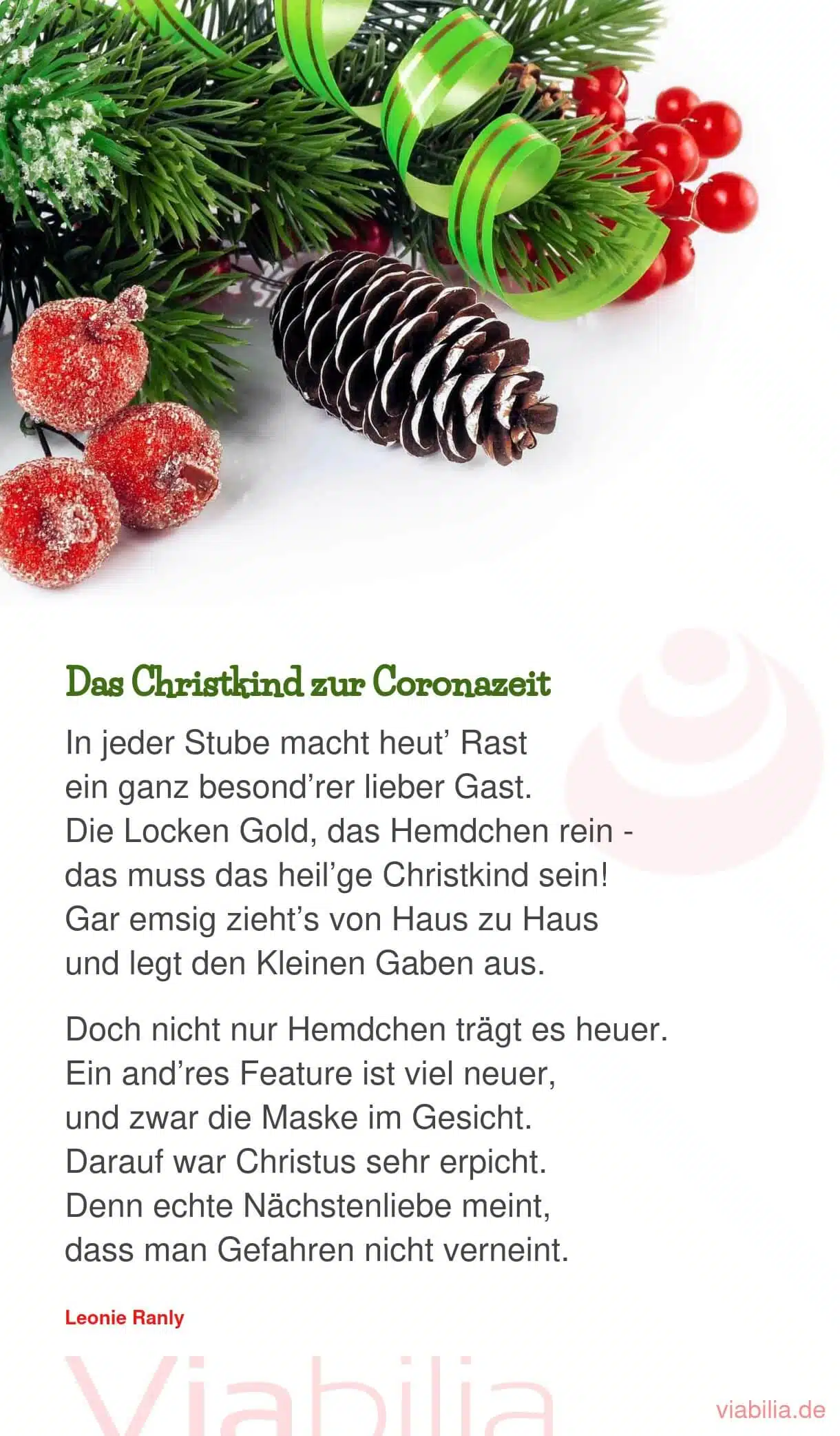 Weihnachtsgedicht über das Christkind zur Coronazeit