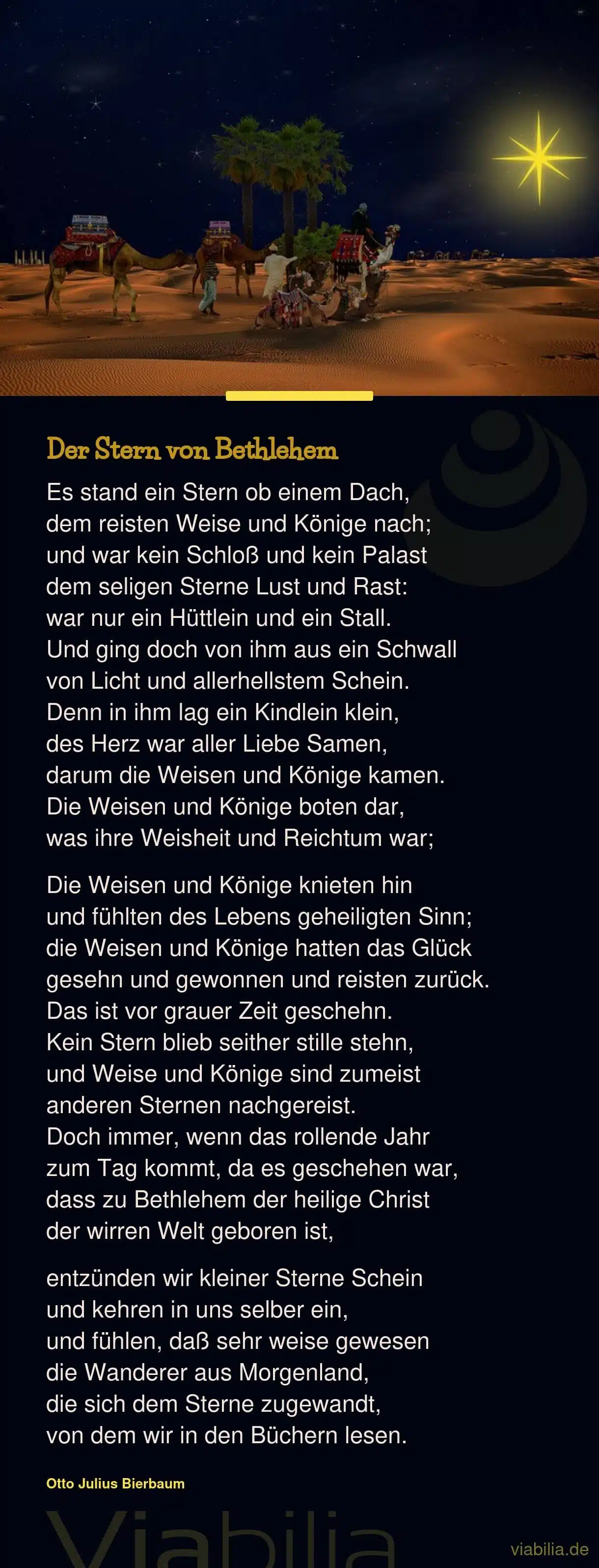 Weihnachtsgedicht über den Stern von Bethlehem