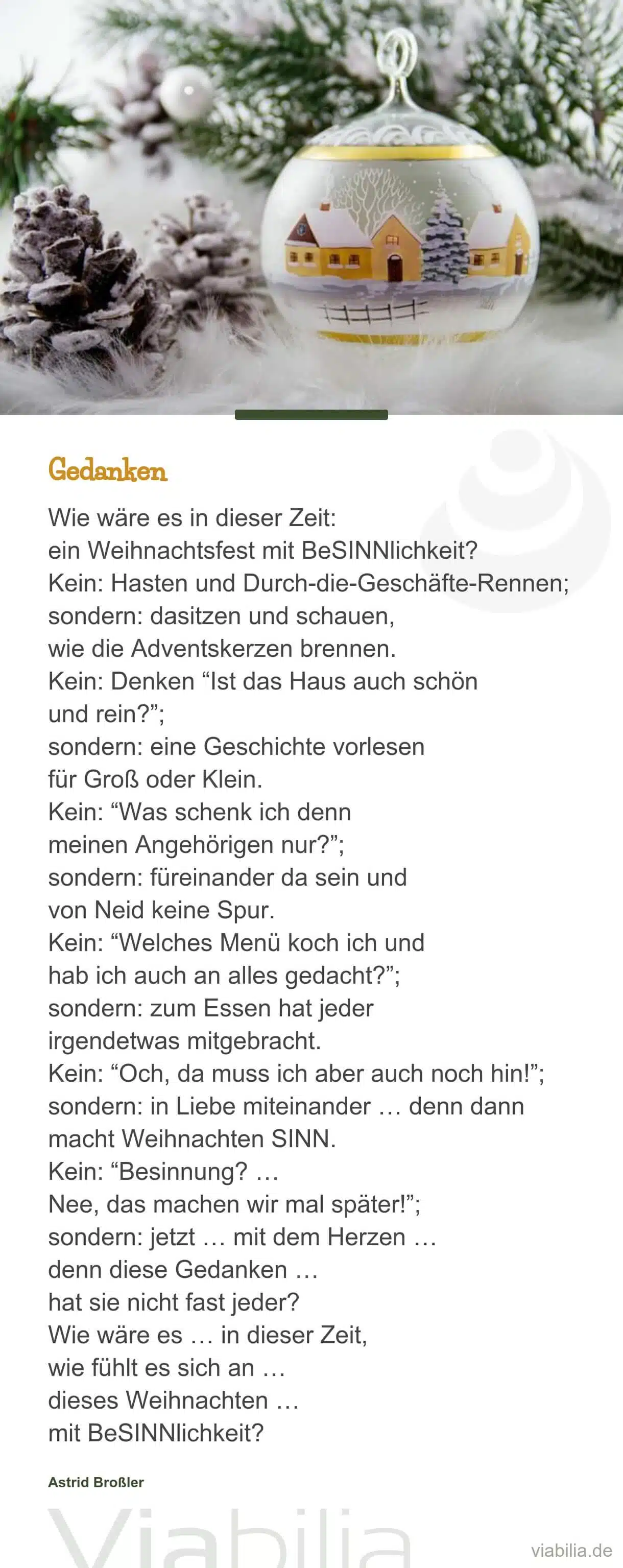 Weihnachtsgedicht: Gedanken in dieser Zeit