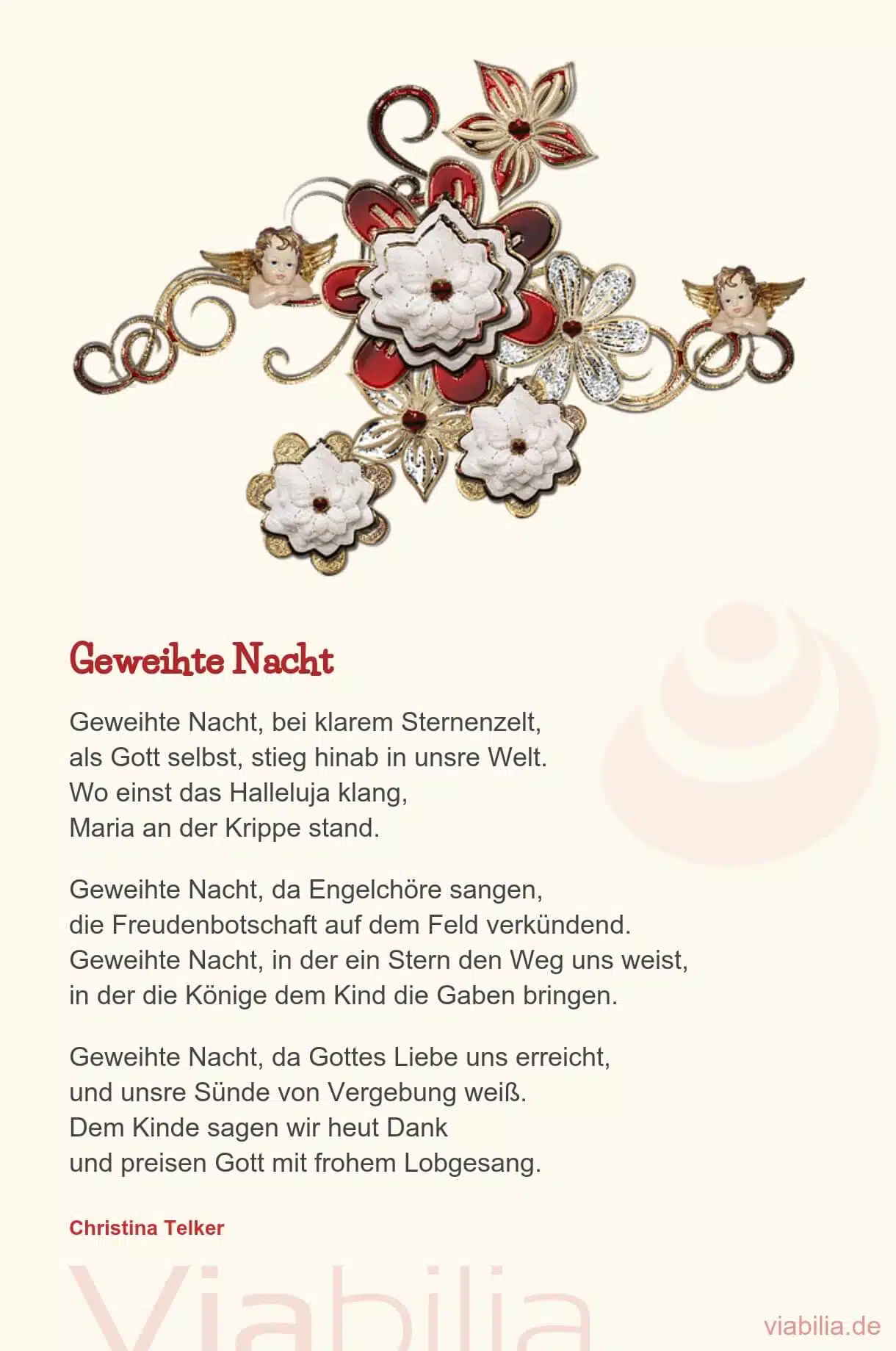 Weihnachtsgedicht, modern und christlich: geweihte Nacht