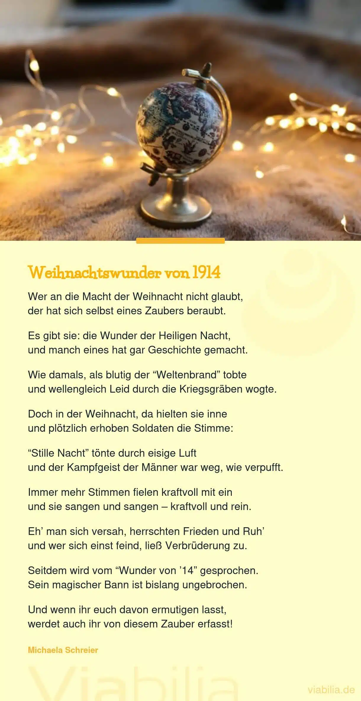 Weihnachtsgedicht über das Weihnachtswunder 1914