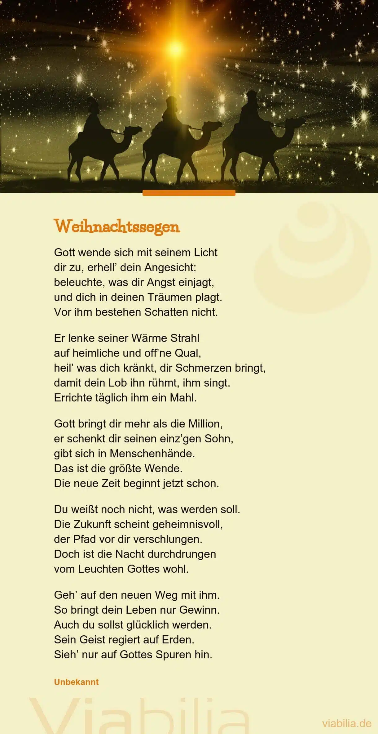 Weihnachtsgedicht mit Weihnachtssegen