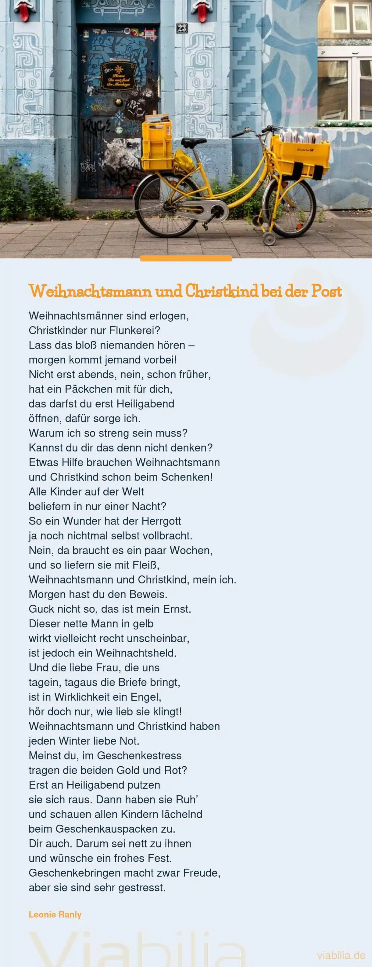 Schönes Adventsgedicht: Weihnachtsmann und Christkind bei der Post