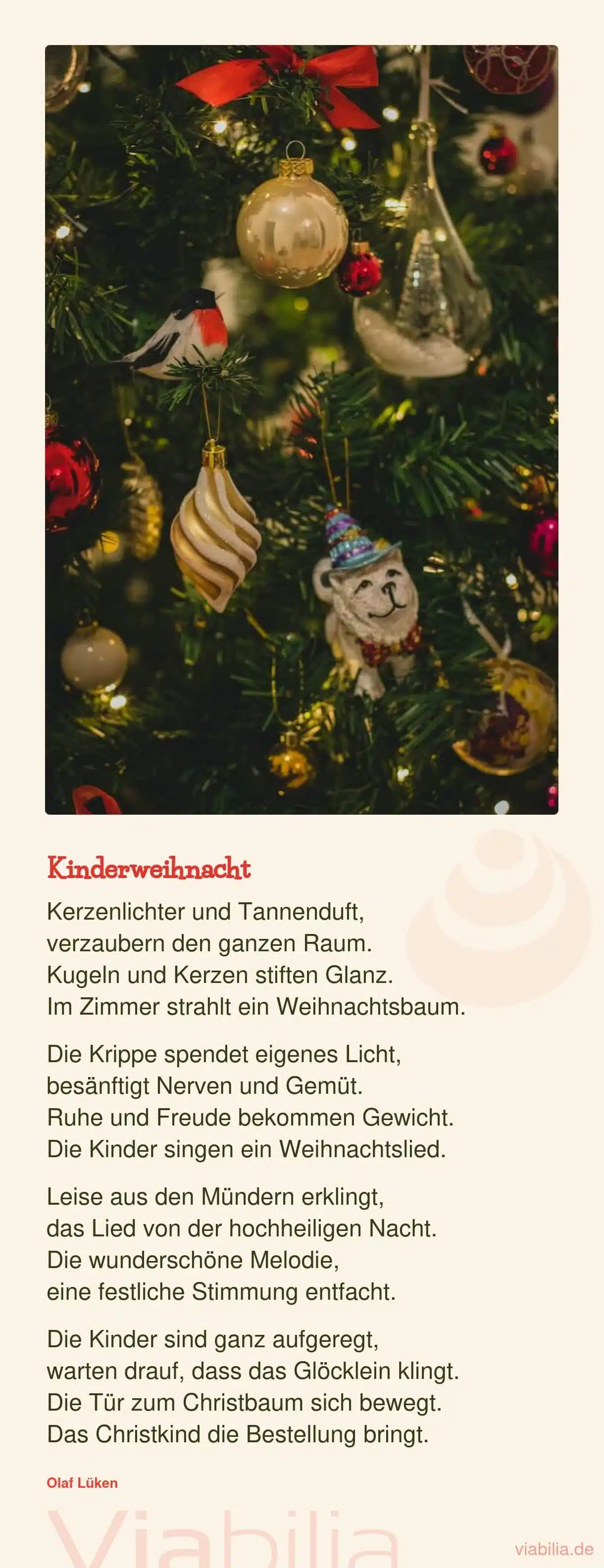 Weihnachtssprüche für Kinder, hier: Gedicht Kinderweihnacht