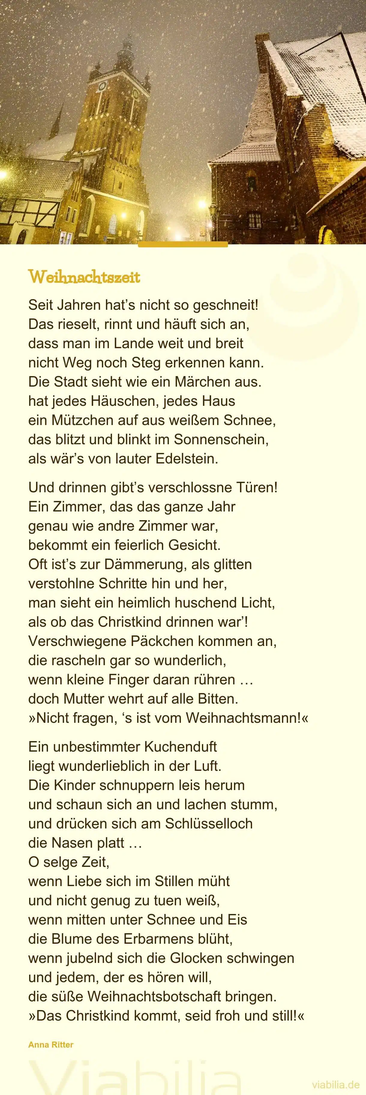 Winter-Gedicht über die Weihnachtszeit mit viel Schnee