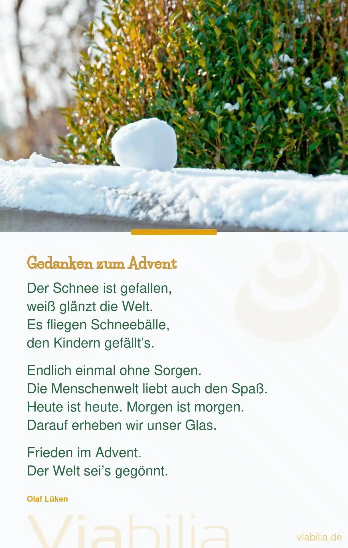 Gedanken zum Advent, Adventsgedicht