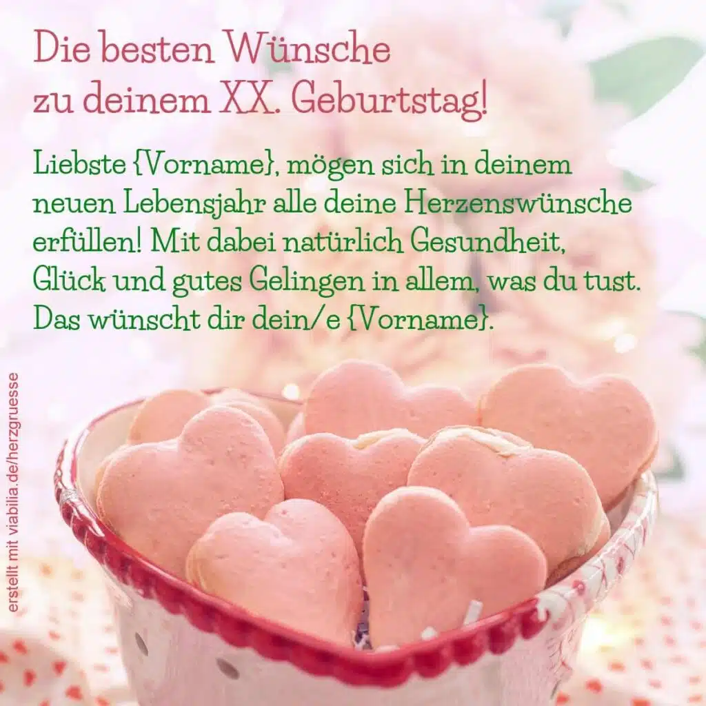 Liebe Wünsche zum Geburtstag mit Herzen